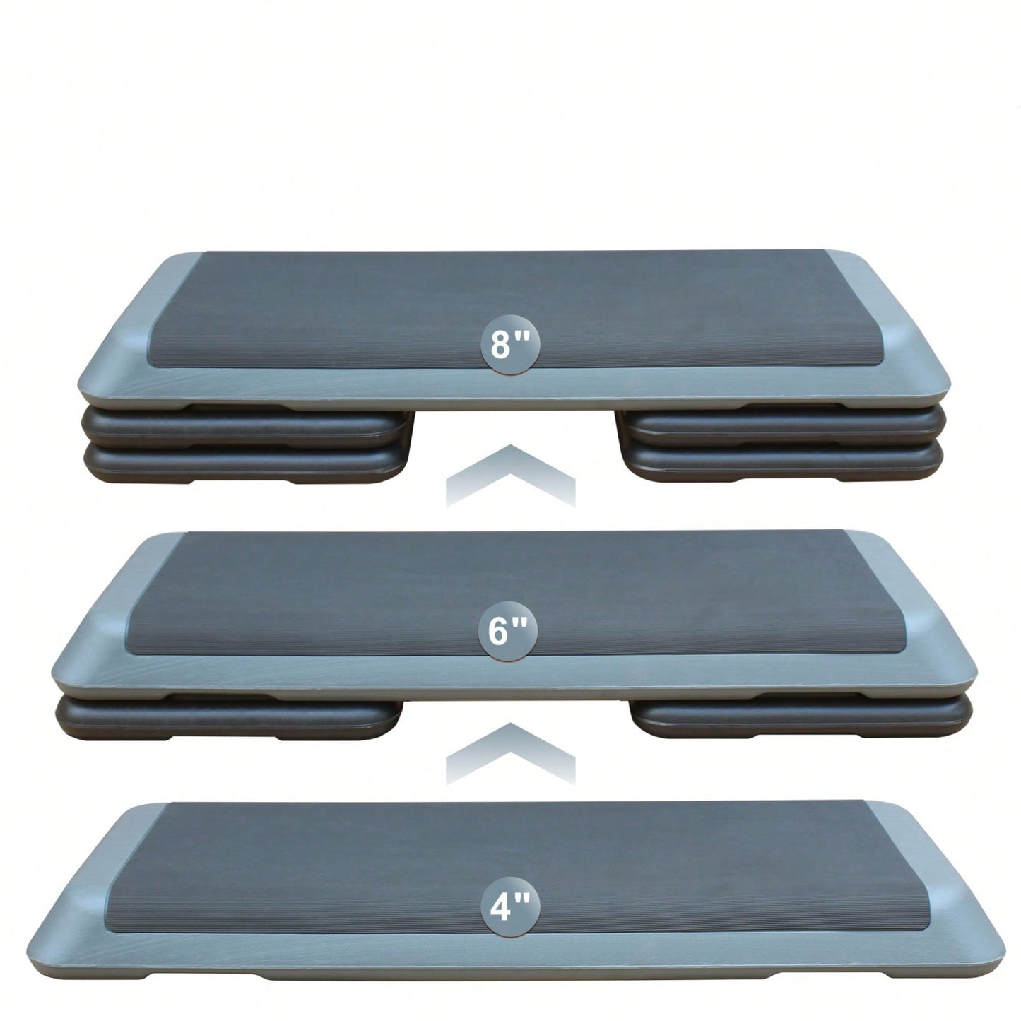 Adjustable Aerobic Step Platform With 4 Risers For Fitness And Exercise Training - Gray