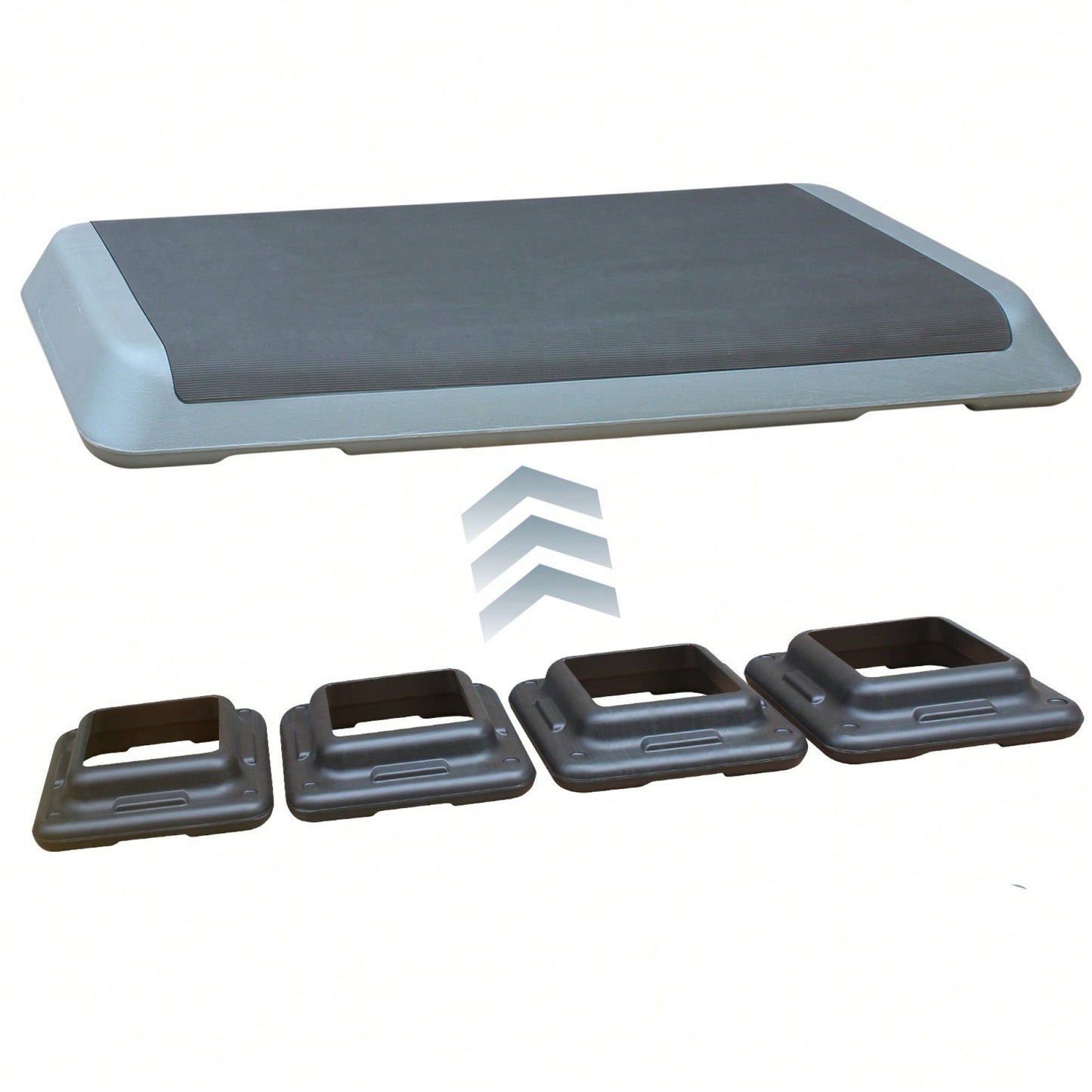Adjustable Aerobic Step Platform With 4 Risers For Fitness And Exercise Training - Gray