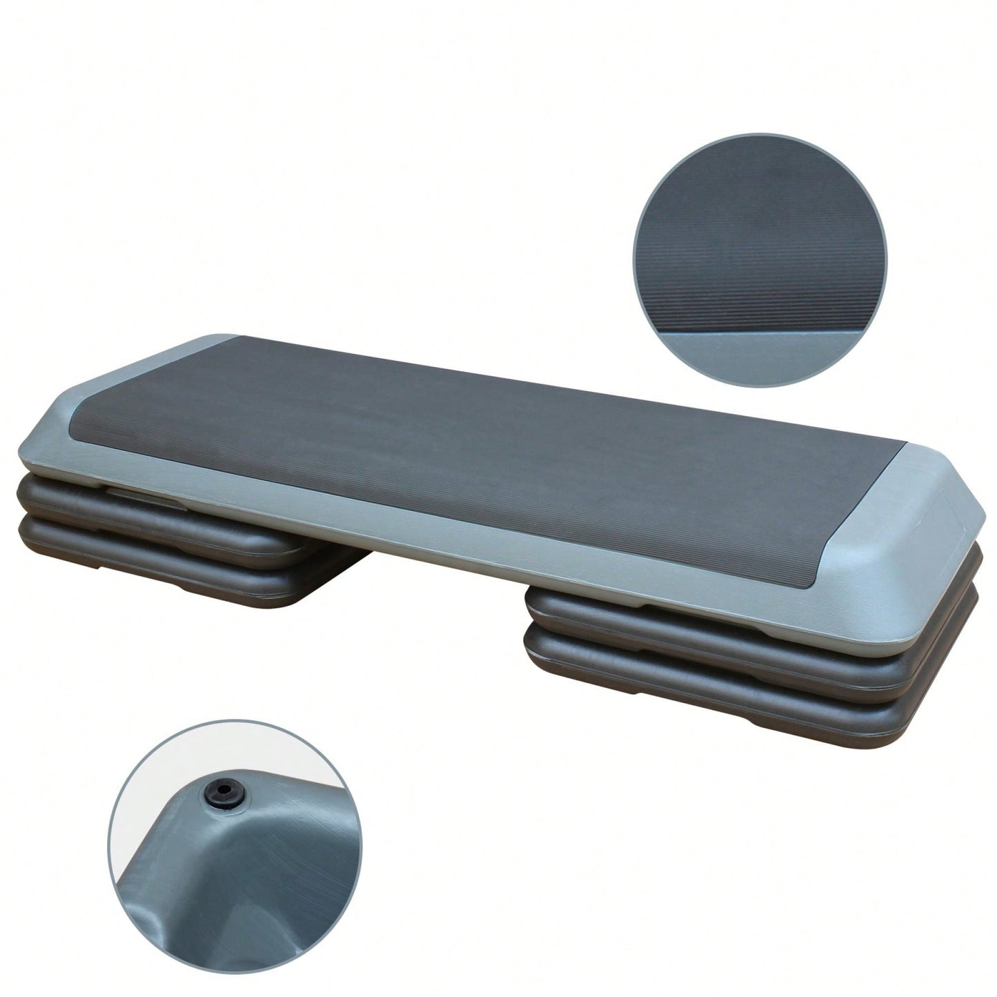 Adjustable Aerobic Step Platform With 4 Risers For Fitness And Exercise Training - Gray