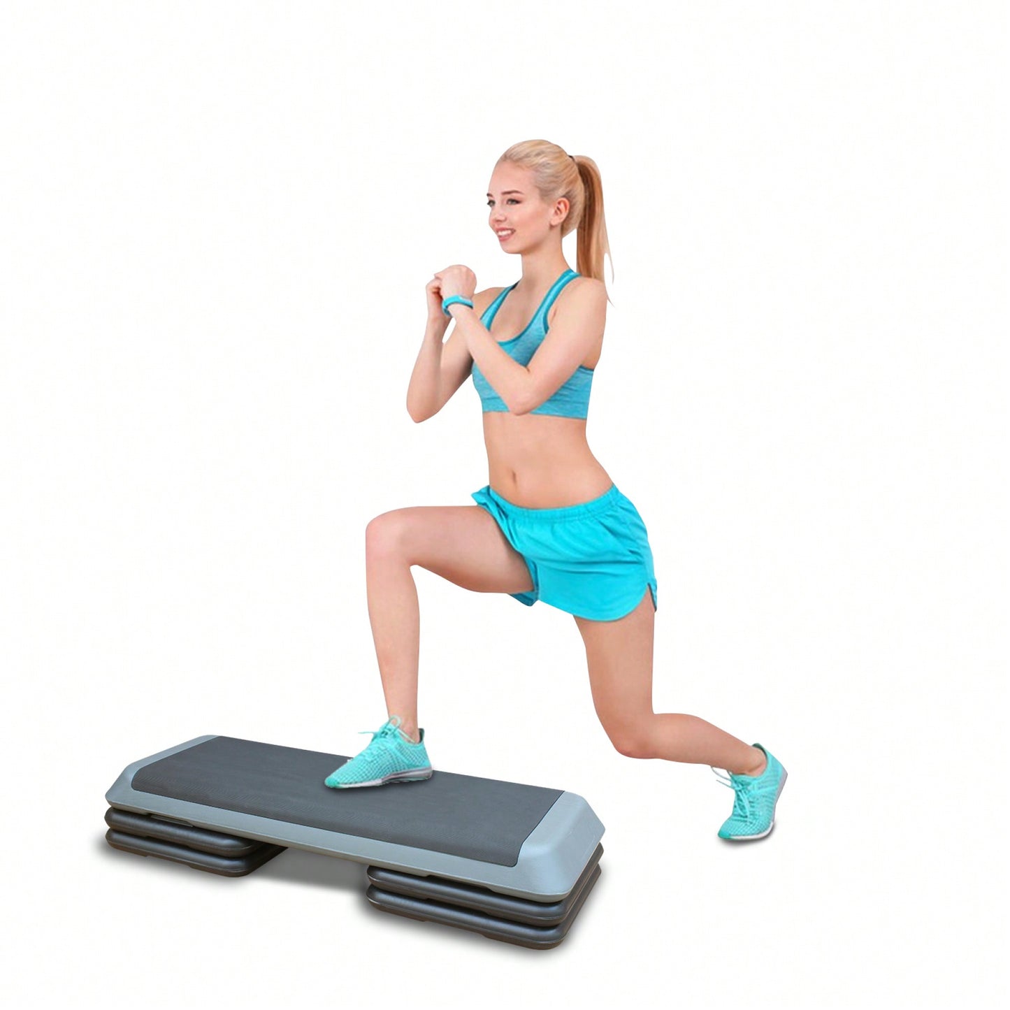 Adjustable Aerobic Step Platform With 4 Risers For Fitness And Exercise Training - Gray