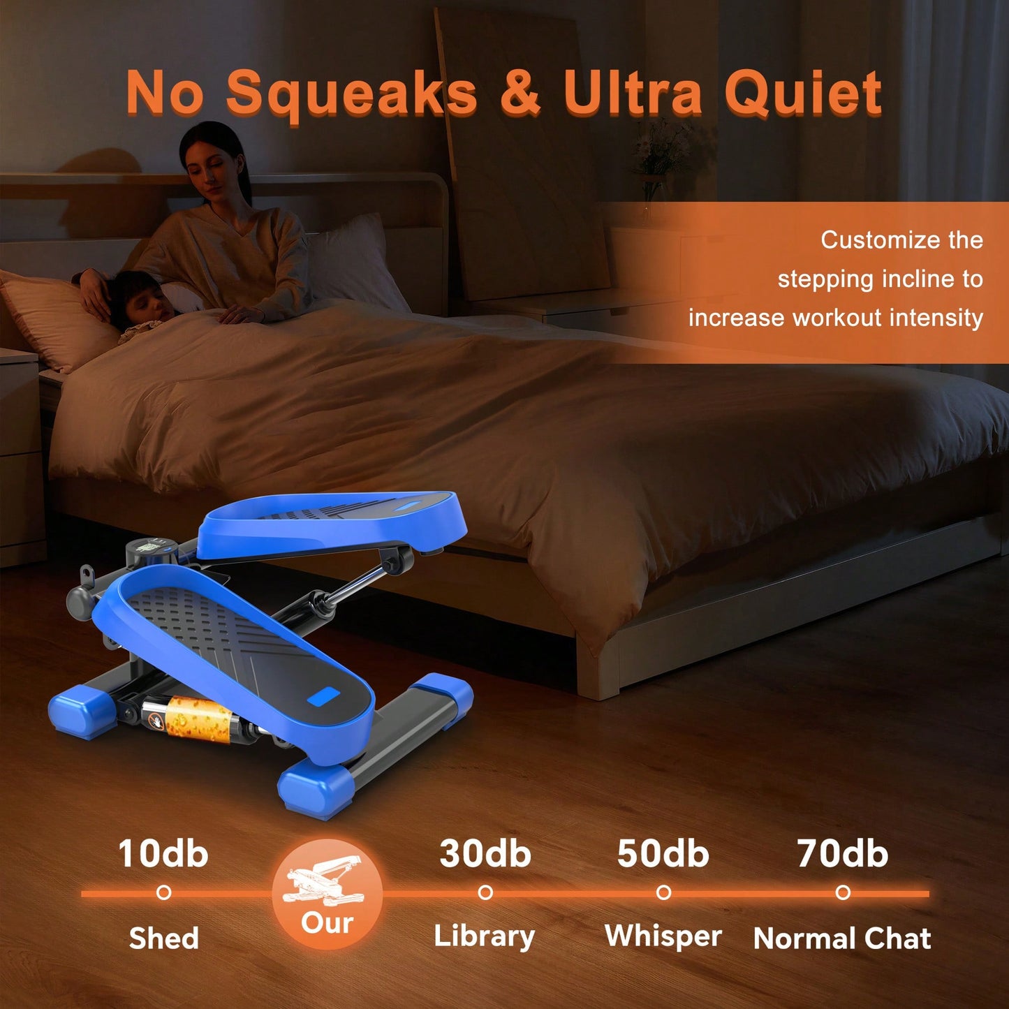 High-Capacity Mini Stepper For Home Office Workouts With Resistance Bands And LCD Monitor - Supports 330LBS