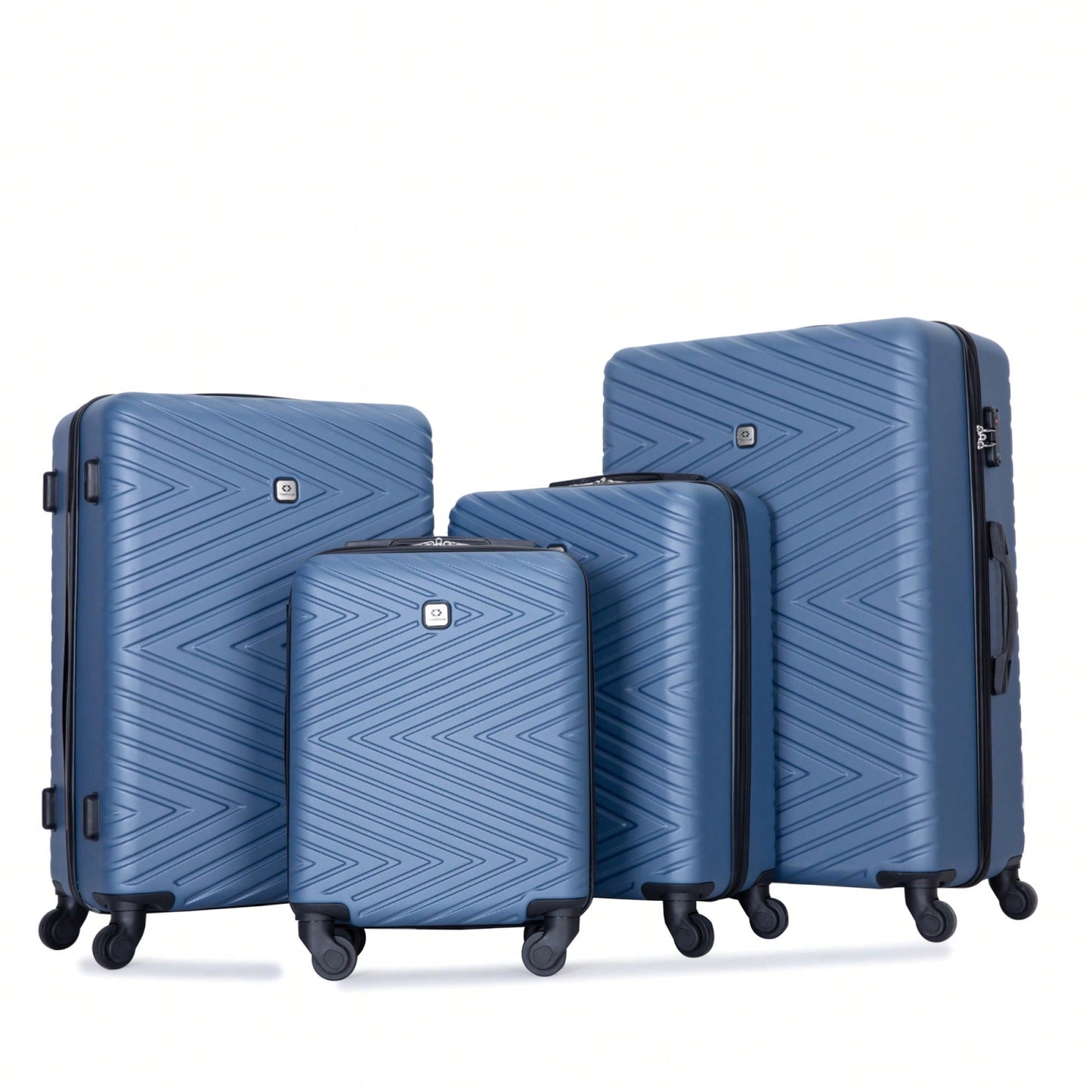4-Piece Lightweight Hard Shell Luggage Set With Spinner Wheels, TSA Lock, 16/20/24/28 Inch - Sleek Black Travel Case