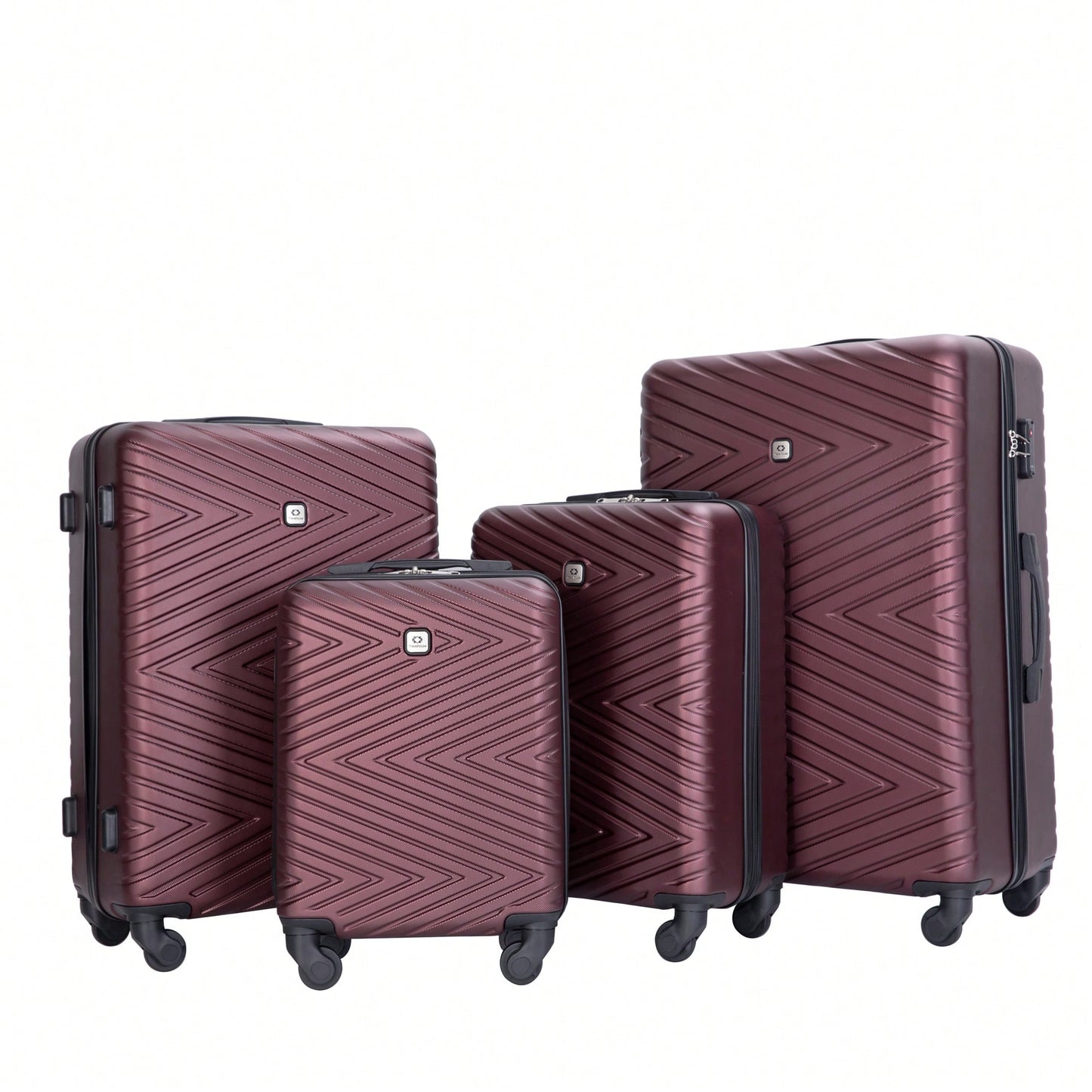 4-Piece Lightweight Hard Shell Luggage Set With Spinner Wheels, TSA Lock, 16/20/24/28 Inch - Sleek Black Travel Case
