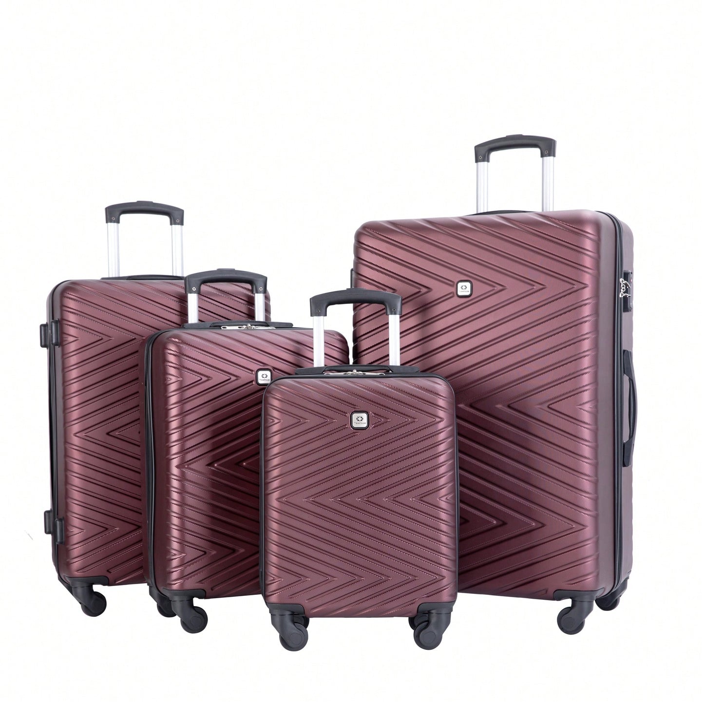 4-Piece Lightweight Hard Shell Luggage Set With Spinner Wheels, TSA Lock, 16/20/24/28 Inch - Sleek Black Travel Case