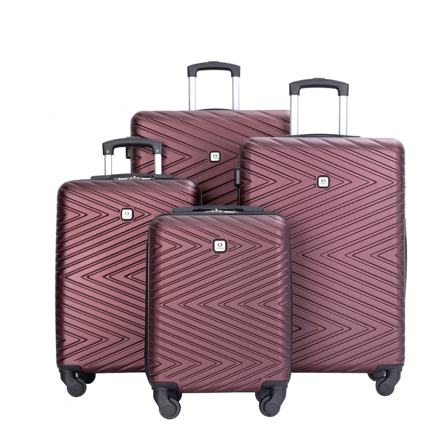 4-Piece Lightweight Hard Shell Luggage Set With Spinner Wheels, TSA Lock, 16/20/24/28 Inch - Sleek Black Travel Case