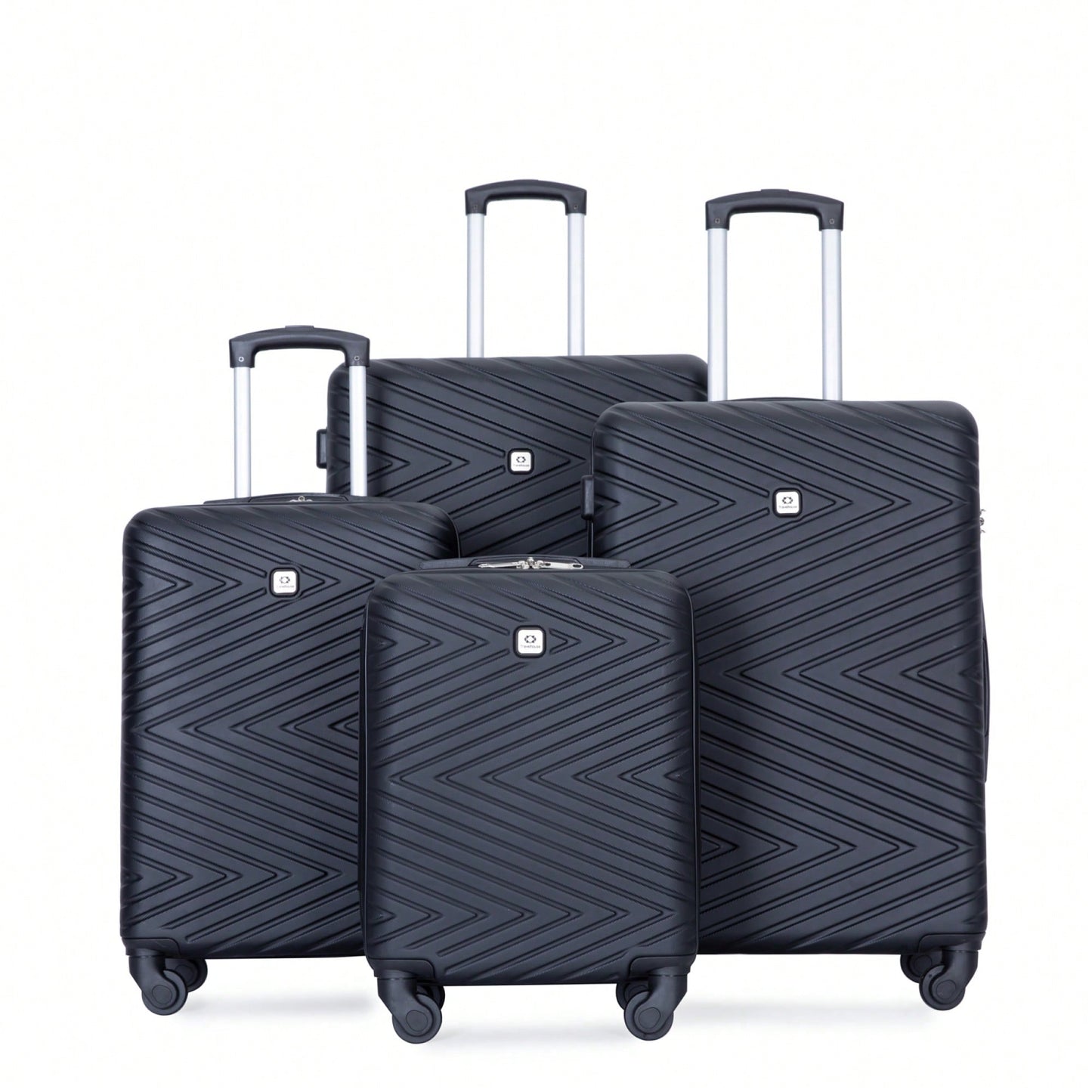 4-Piece Lightweight Hard Shell Luggage Set With Spinner Wheels, TSA Lock, 16/20/24/28 Inch - Sleek Black Travel Case
