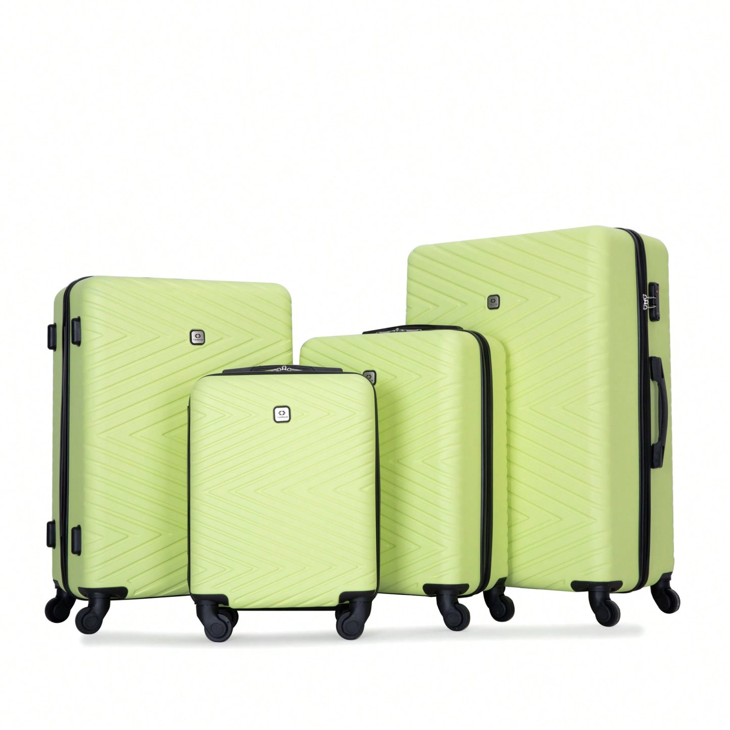 4-Piece Lightweight Hard Shell Luggage Set With Spinner Wheels, TSA Lock, 16/20/24/28 Inch - Sleek Black Travel Case