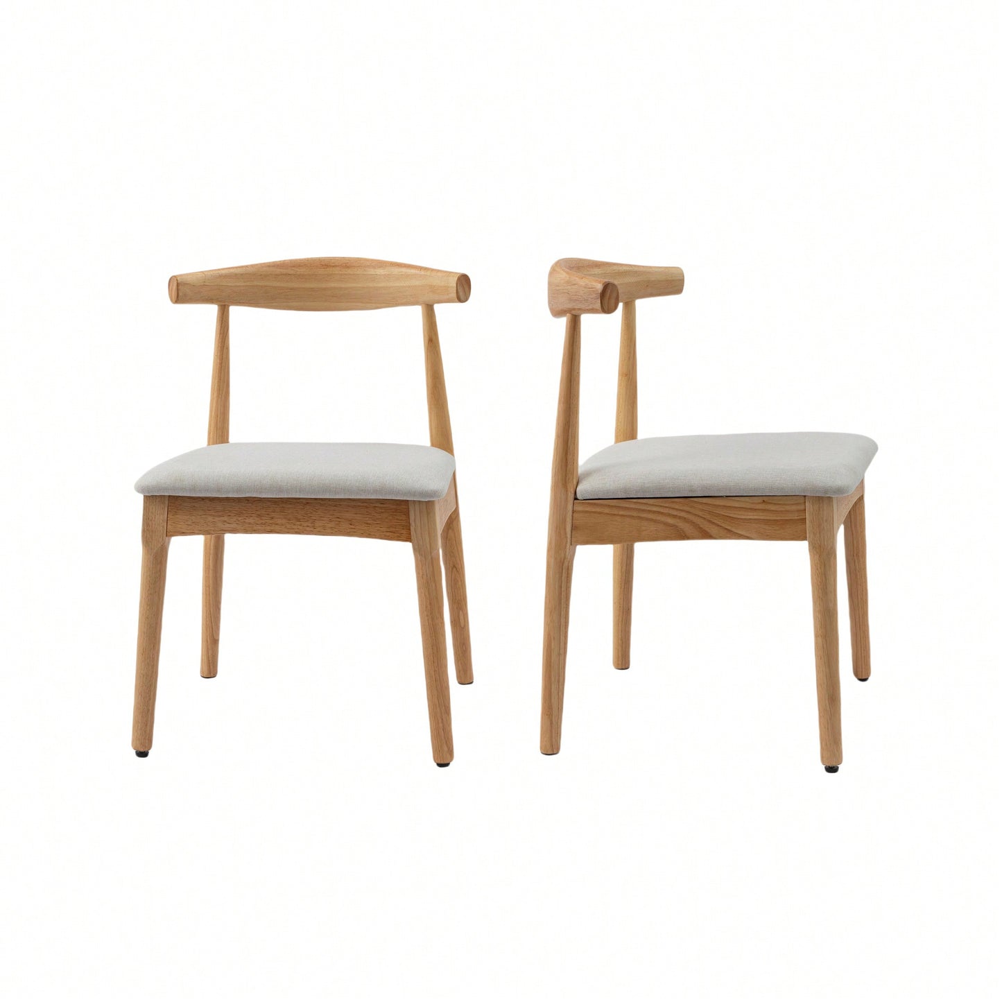 Elegant Mid Century Modern Dining Chairs Set Of 2 - Upholstered Wooden Frame With Charcoal Grey Cushions