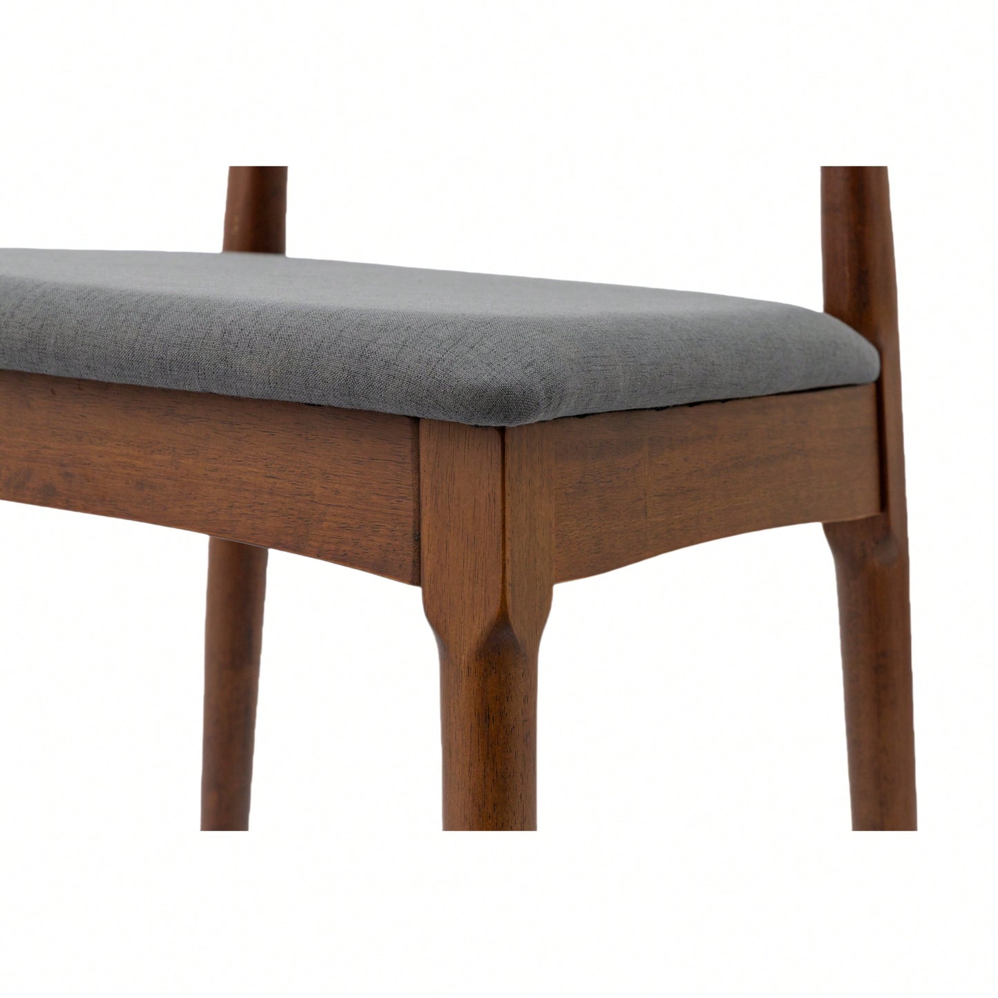 Elegant Mid Century Modern Dining Chairs Set Of 2 - Upholstered Wooden Frame With Charcoal Grey Cushions
