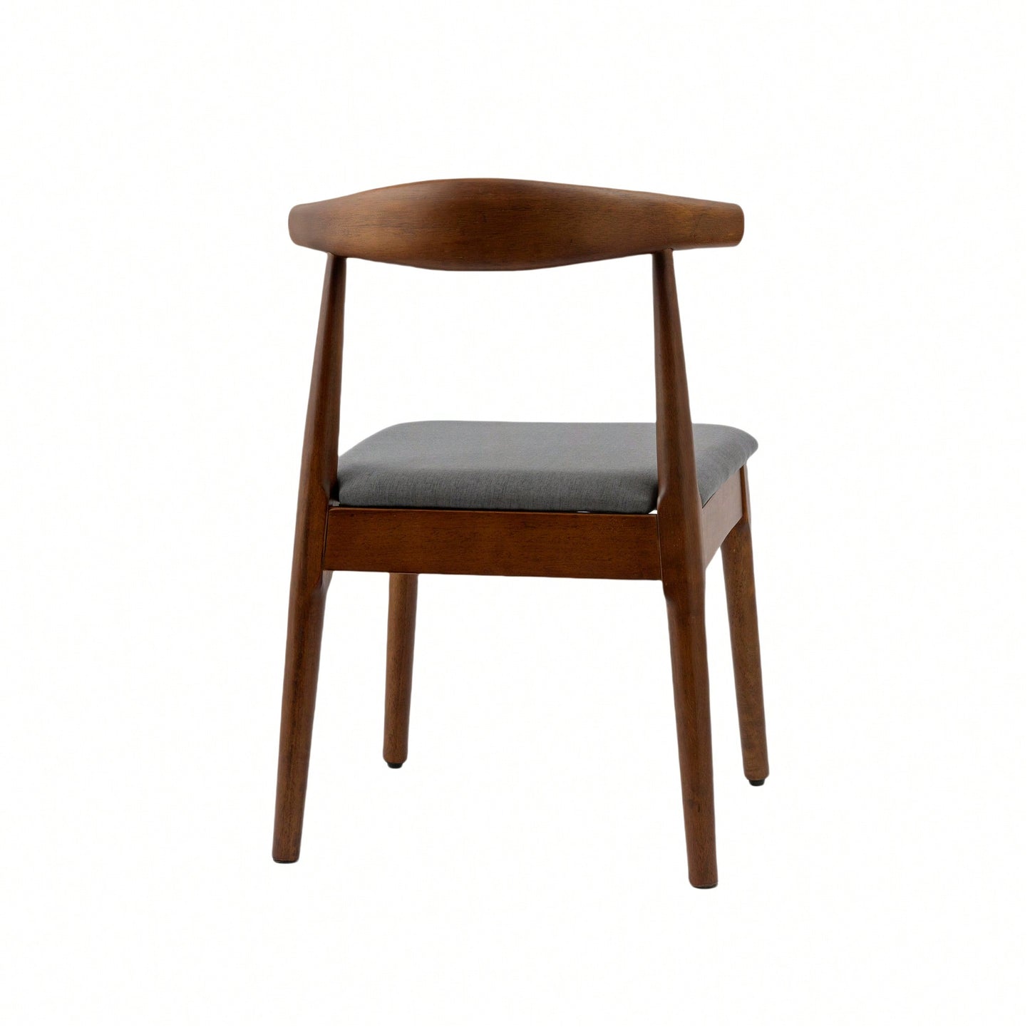 Elegant Mid Century Modern Dining Chairs Set Of 2 - Upholstered Wooden Frame With Charcoal Grey Cushions