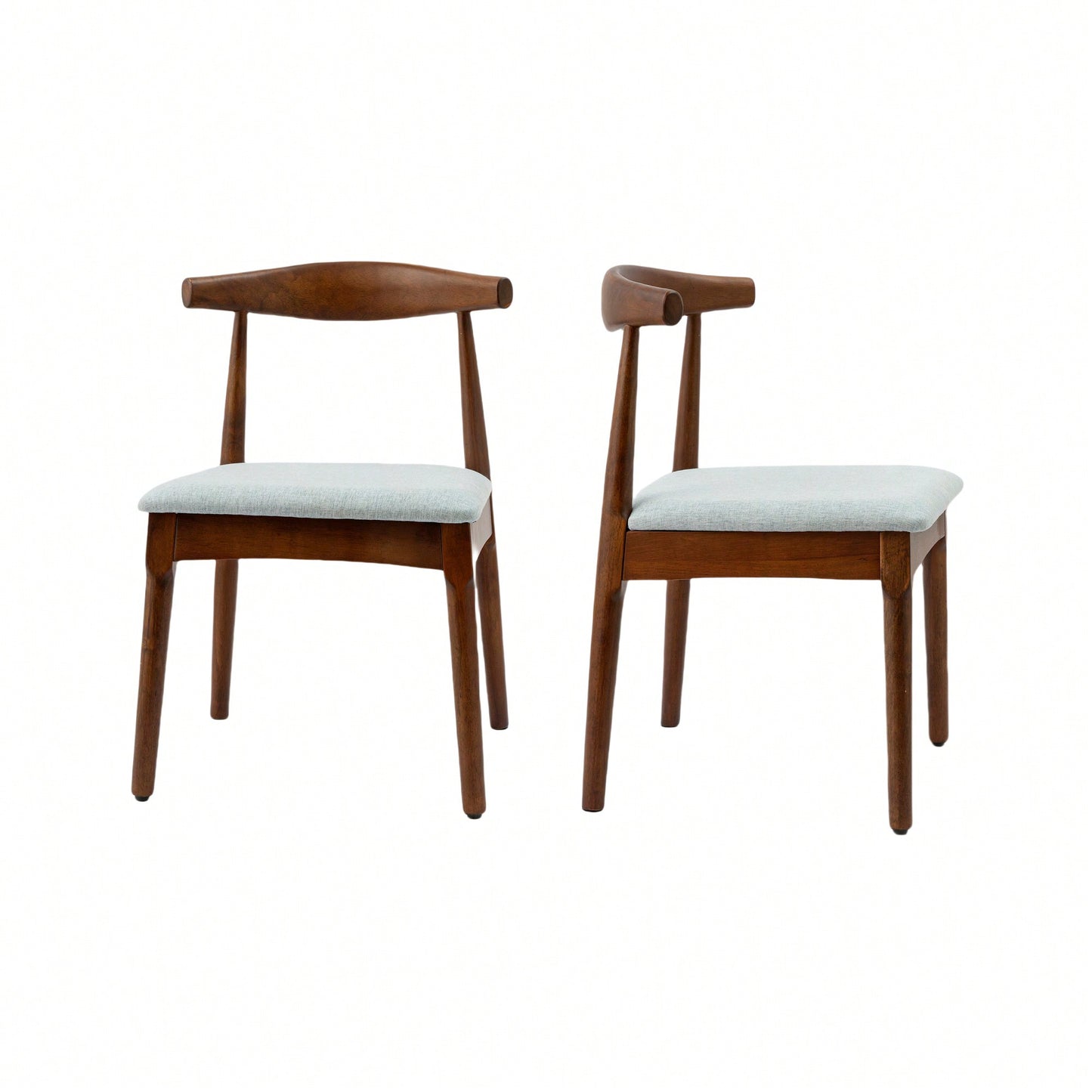 Elegant Mid Century Modern Dining Chairs Set Of 2 - Upholstered Wooden Frame With Charcoal Grey Cushions
