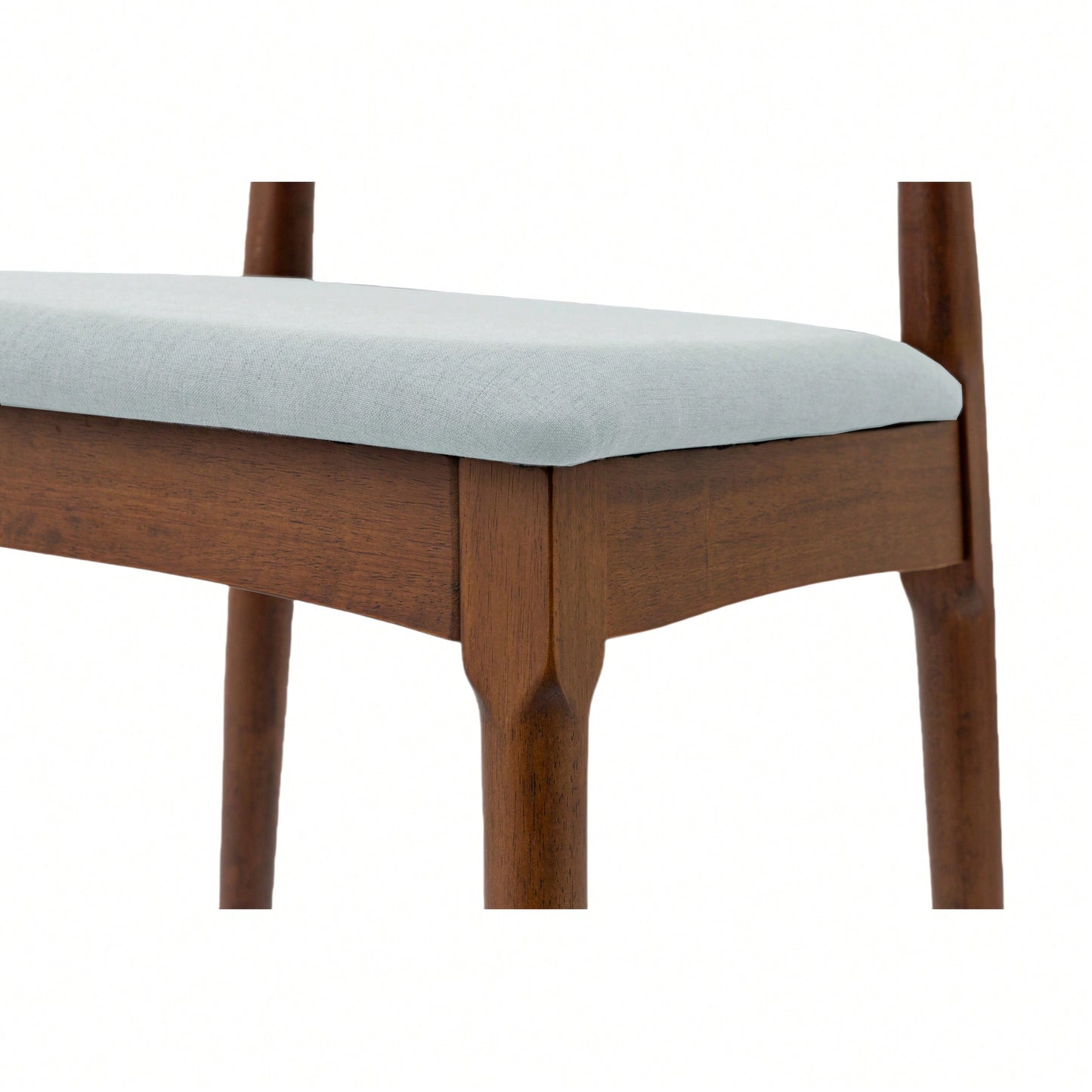 Elegant Mid Century Modern Dining Chairs Set Of 2 - Upholstered Wooden Frame With Charcoal Grey Cushions