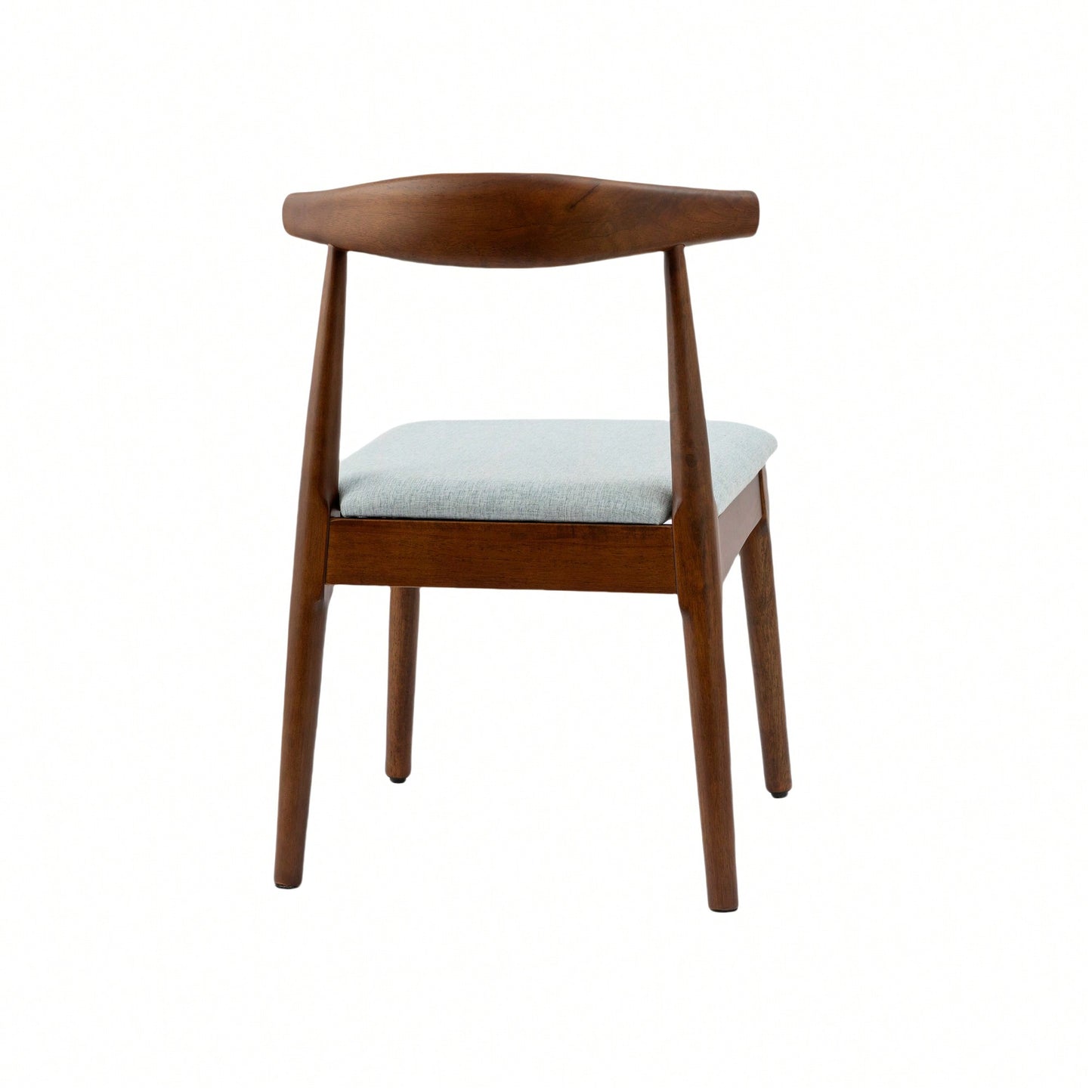 Elegant Mid Century Modern Dining Chairs Set Of 2 - Upholstered Wooden Frame With Charcoal Grey Cushions