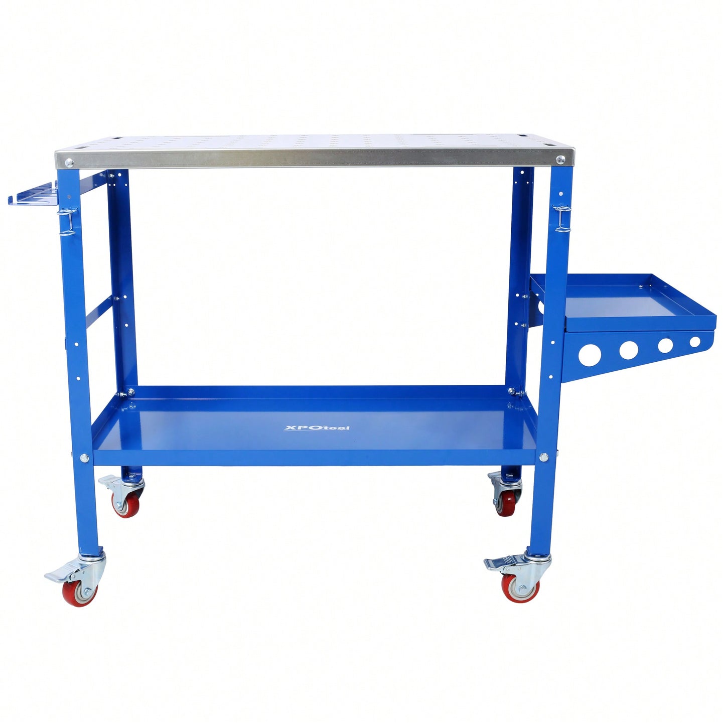 Portable Steel Welding Table with Lockable Wheels 36x18 1200lb Capacity Tool Slots Fixture Holes Ideal for Efficient Projects