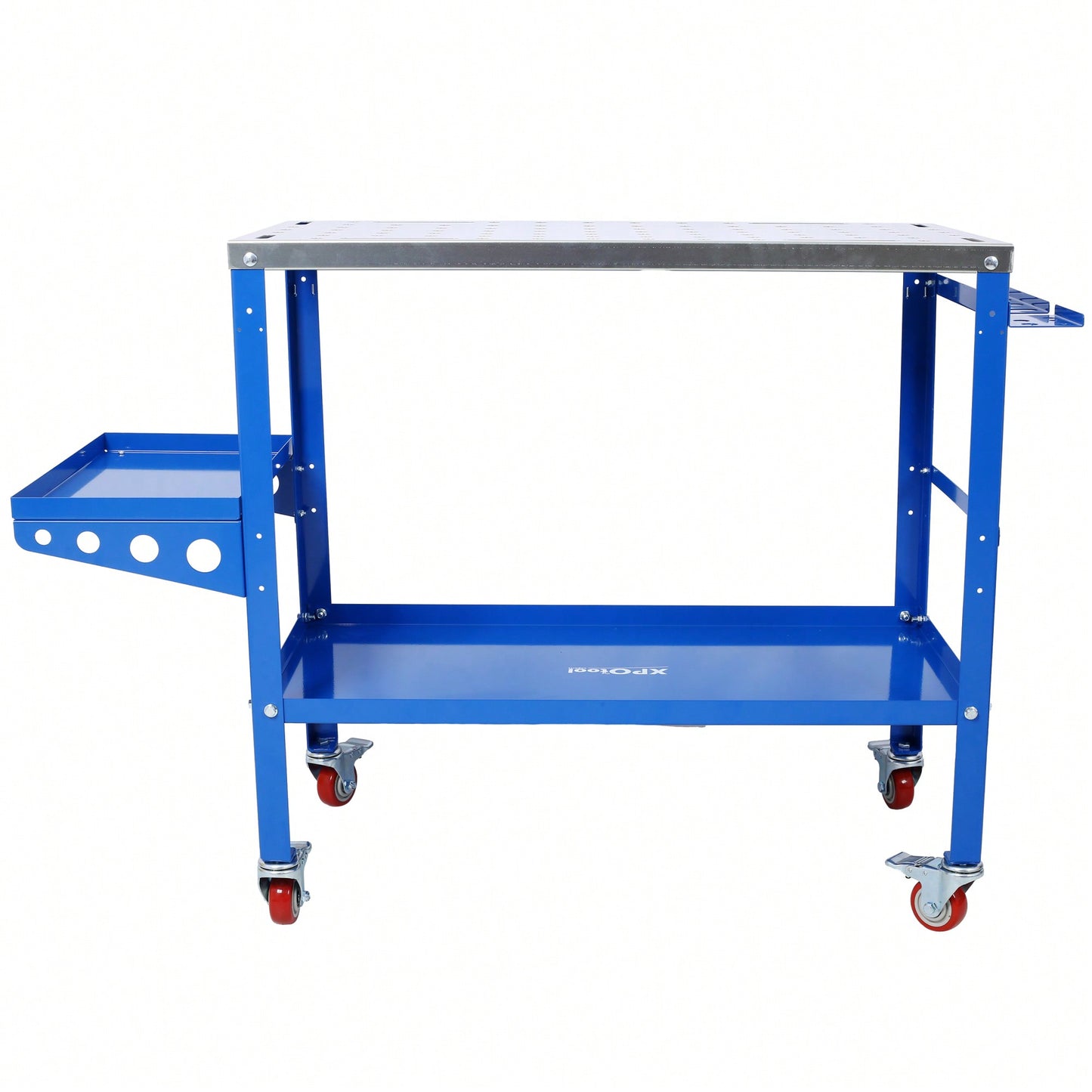 Portable Steel Welding Table with Lockable Wheels 36x18 1200lb Capacity Tool Slots Fixture Holes Ideal for Efficient Projects