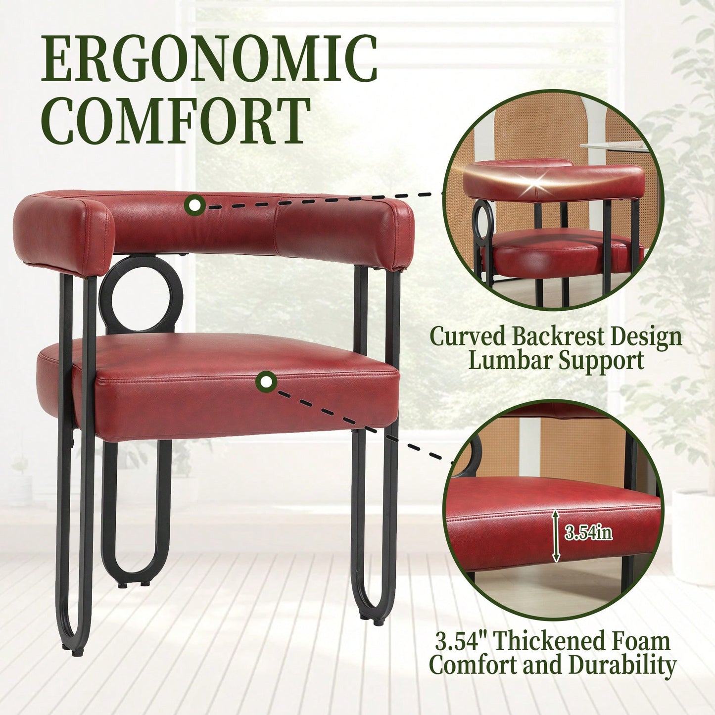 Stylish Contemporary PU Fabric Upholstered Barrel Accent Chairs For Dining And Living Room - Set Of 2 In Light Brown
