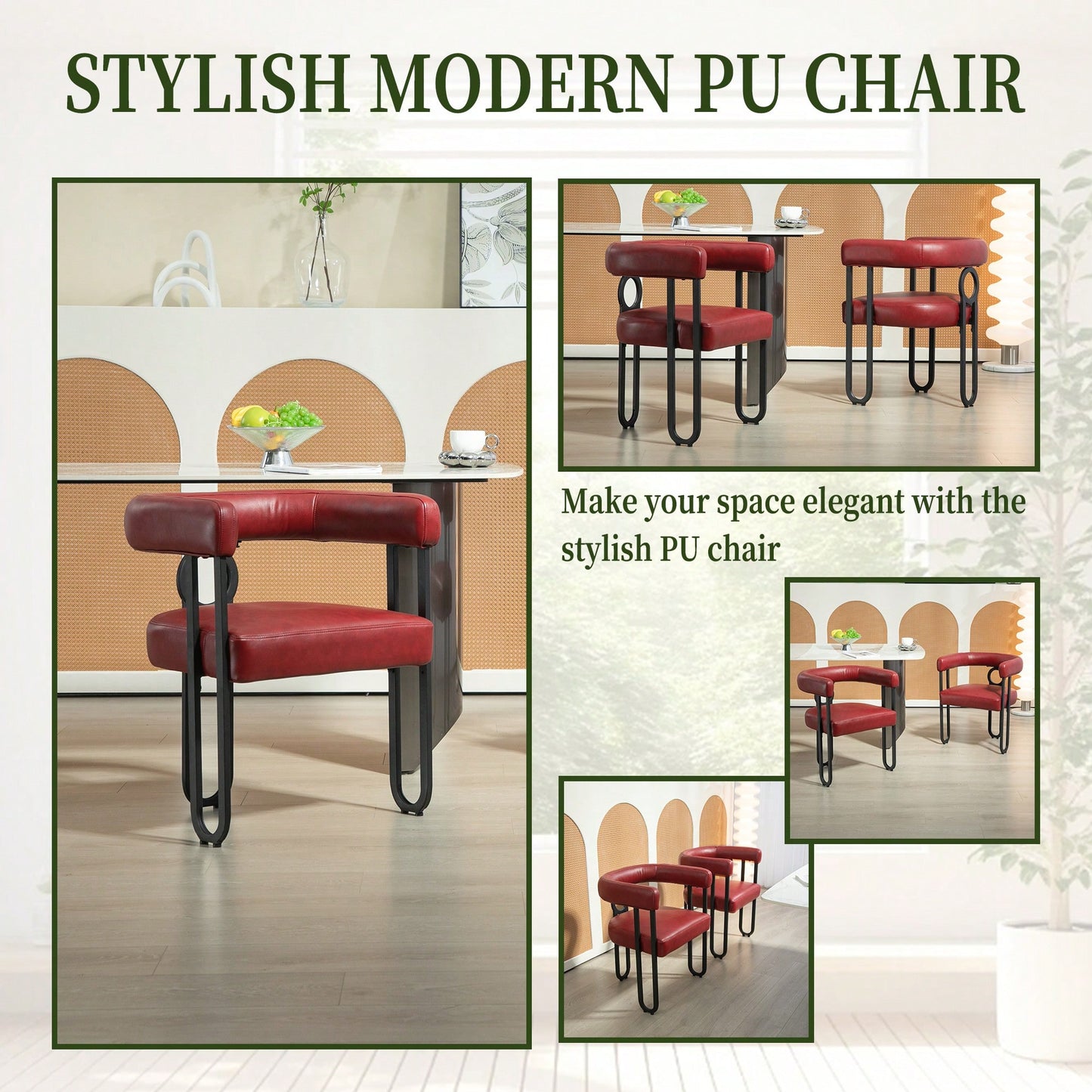 Stylish Contemporary PU Fabric Upholstered Barrel Accent Chairs For Dining And Living Room - Set Of 2 In Light Brown