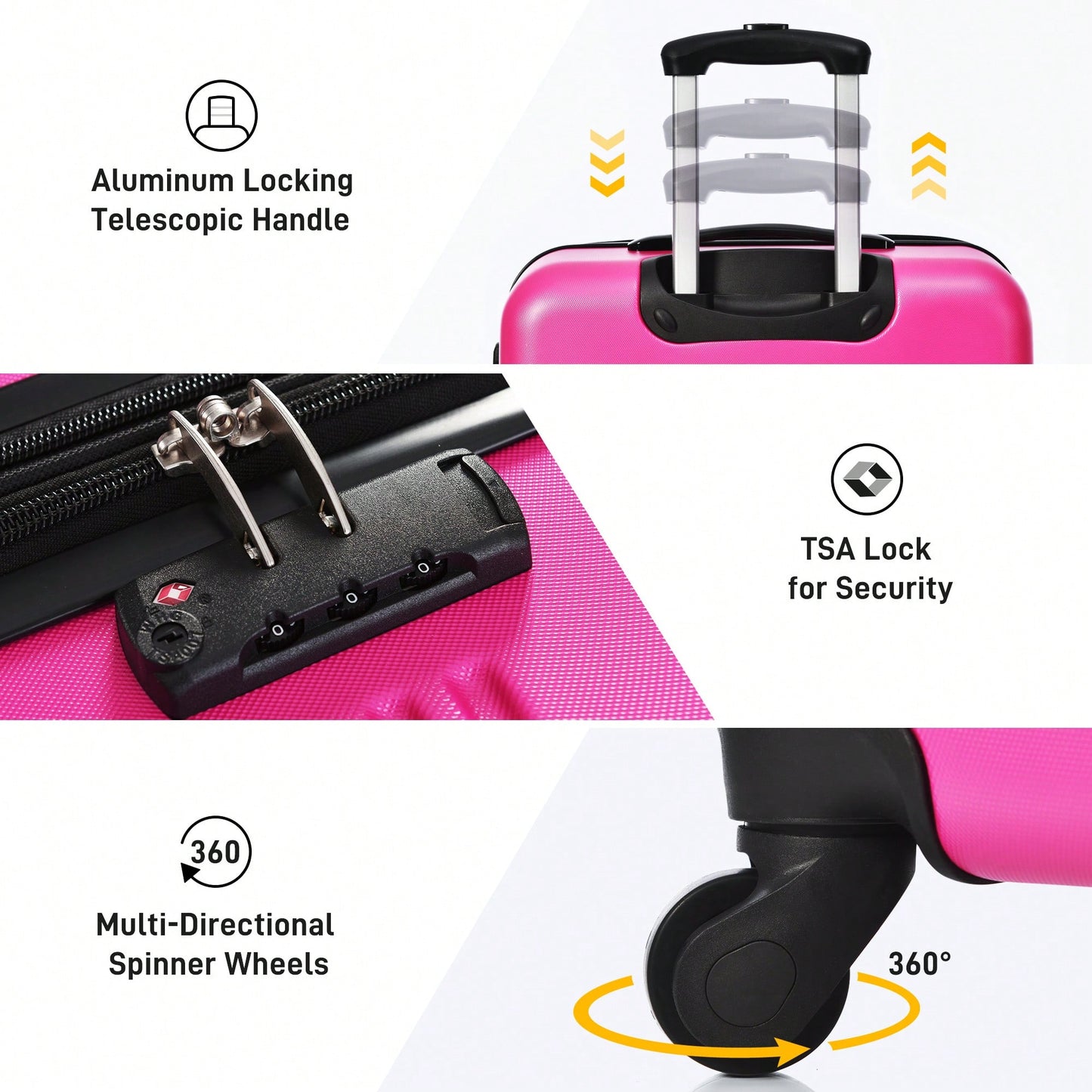 Lightweight 2-Piece Hardshell Luggage Set With Spinner Wheels And TSA Lock - 20" And 28" Suitcases For Effortless Travel