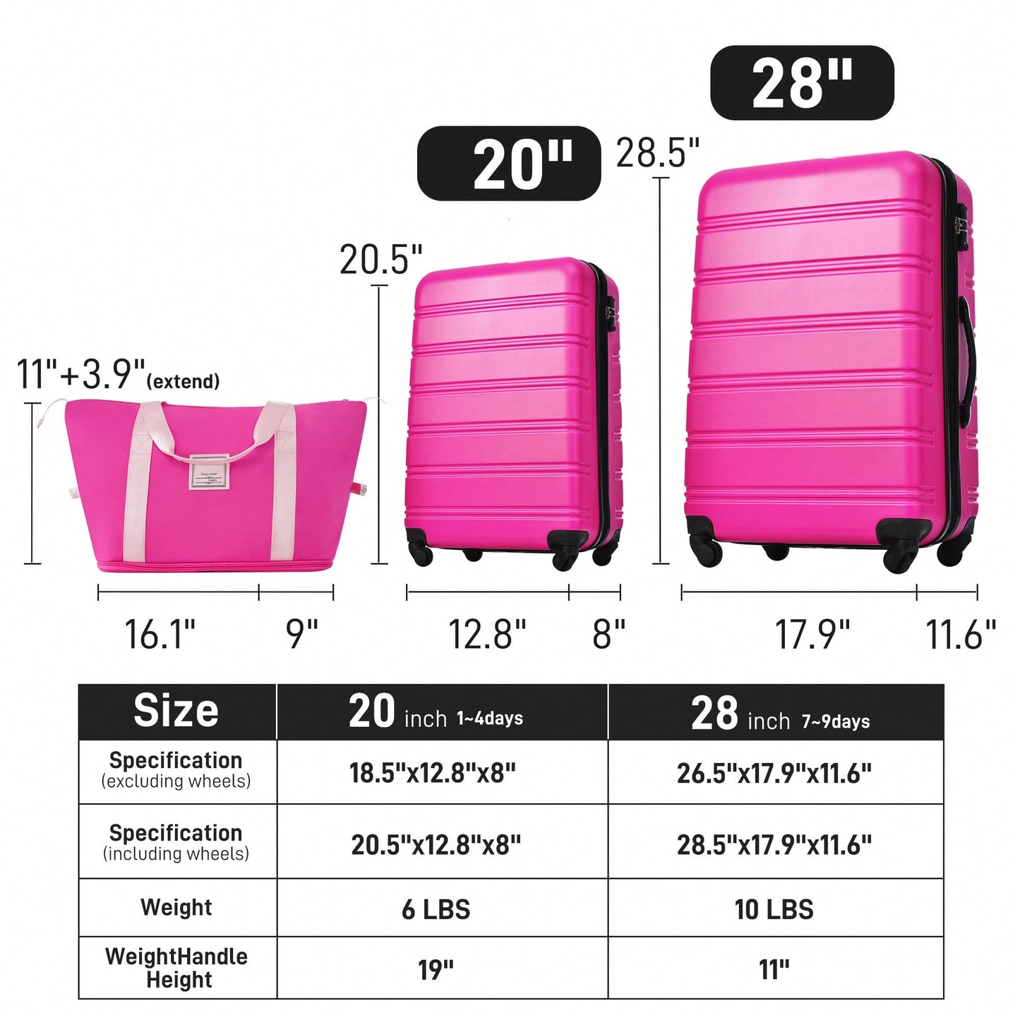Lightweight 2-Piece Hardshell Luggage Set With Spinner Wheels And TSA Lock - 20" And 28" Suitcases For Effortless Travel