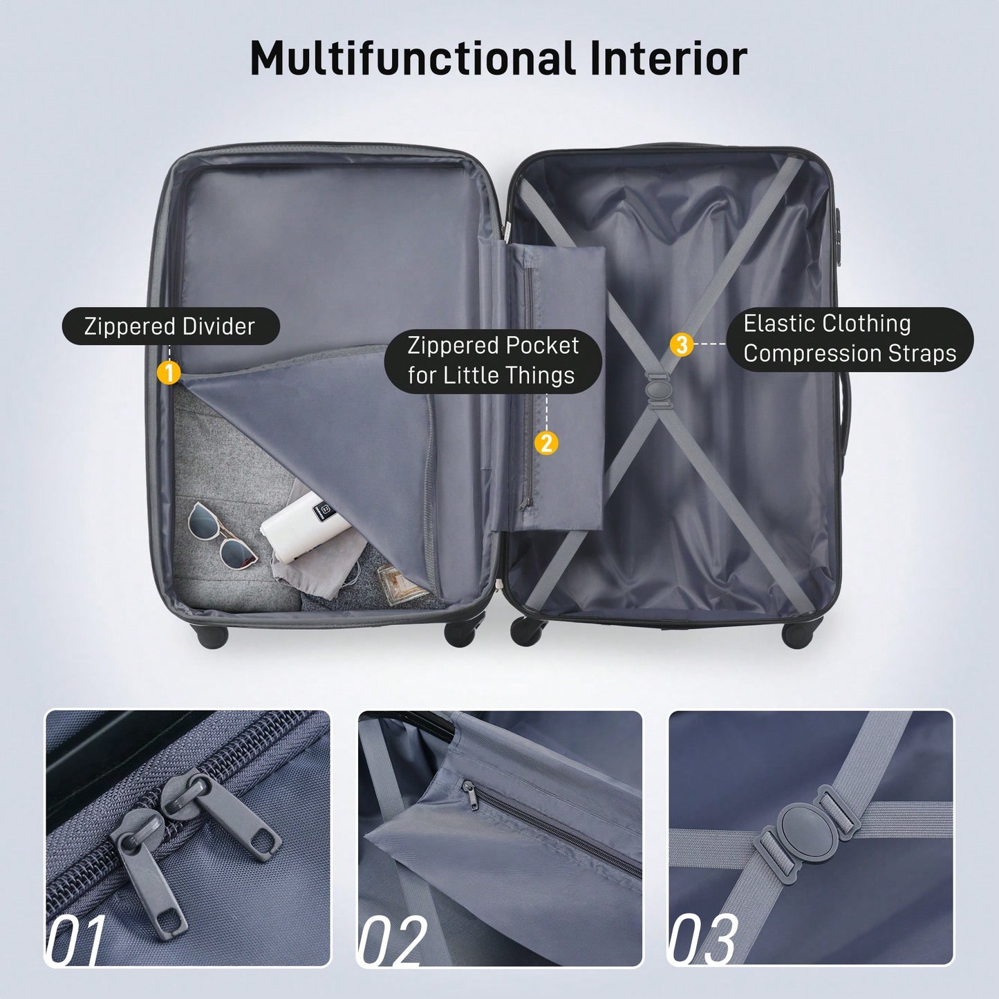 Lightweight 2-Piece Hardshell Luggage Set With Spinner Wheels And TSA Lock - 20" And 28" Suitcases For Effortless Travel