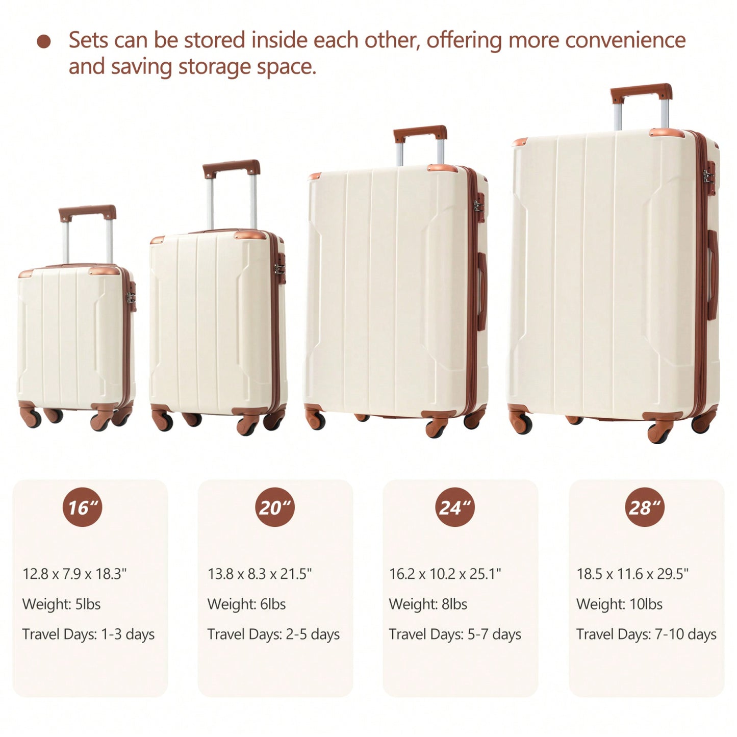 6-Piece Expandable Hardshell Luggage Set - Lightweight Suitcases With Wheels And TSA Lock For Travel - Sleek Black & Brown Design