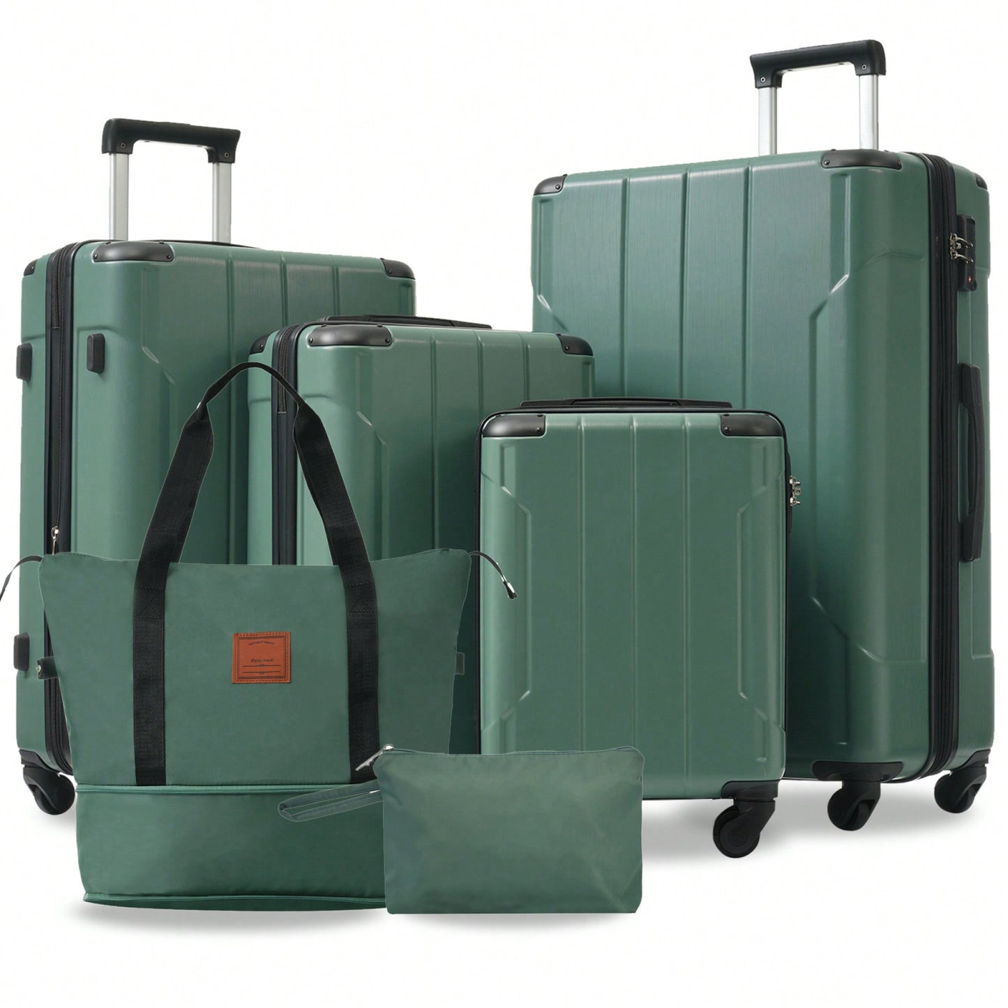 Expandable 6-Piece Hardshell Luggage Set With Wheels And TSA Lock - Lightweight Travel Suitcases In Blue For Men And Women