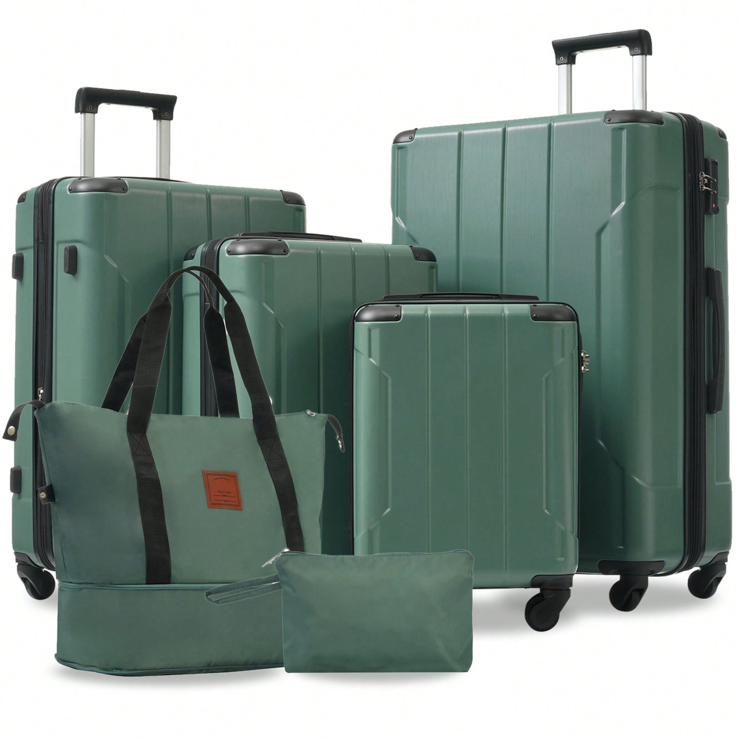 Expandable 6-Piece Hardshell Luggage Set With Wheels And TSA Lock - Lightweight Travel Suitcases In Blue For Men And Women
