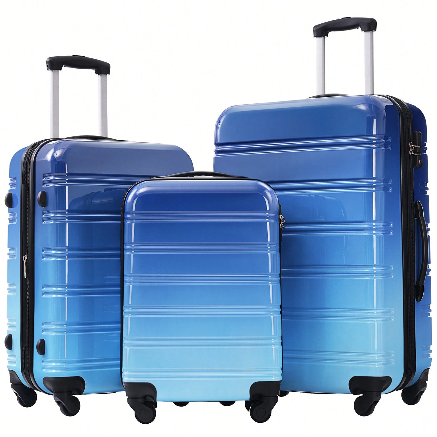 Gradient Color Lightweight Hardshell Luggage Set 3 Piece Spinner Suitcase with TSA Lock 20 24 28 Pink Yellow