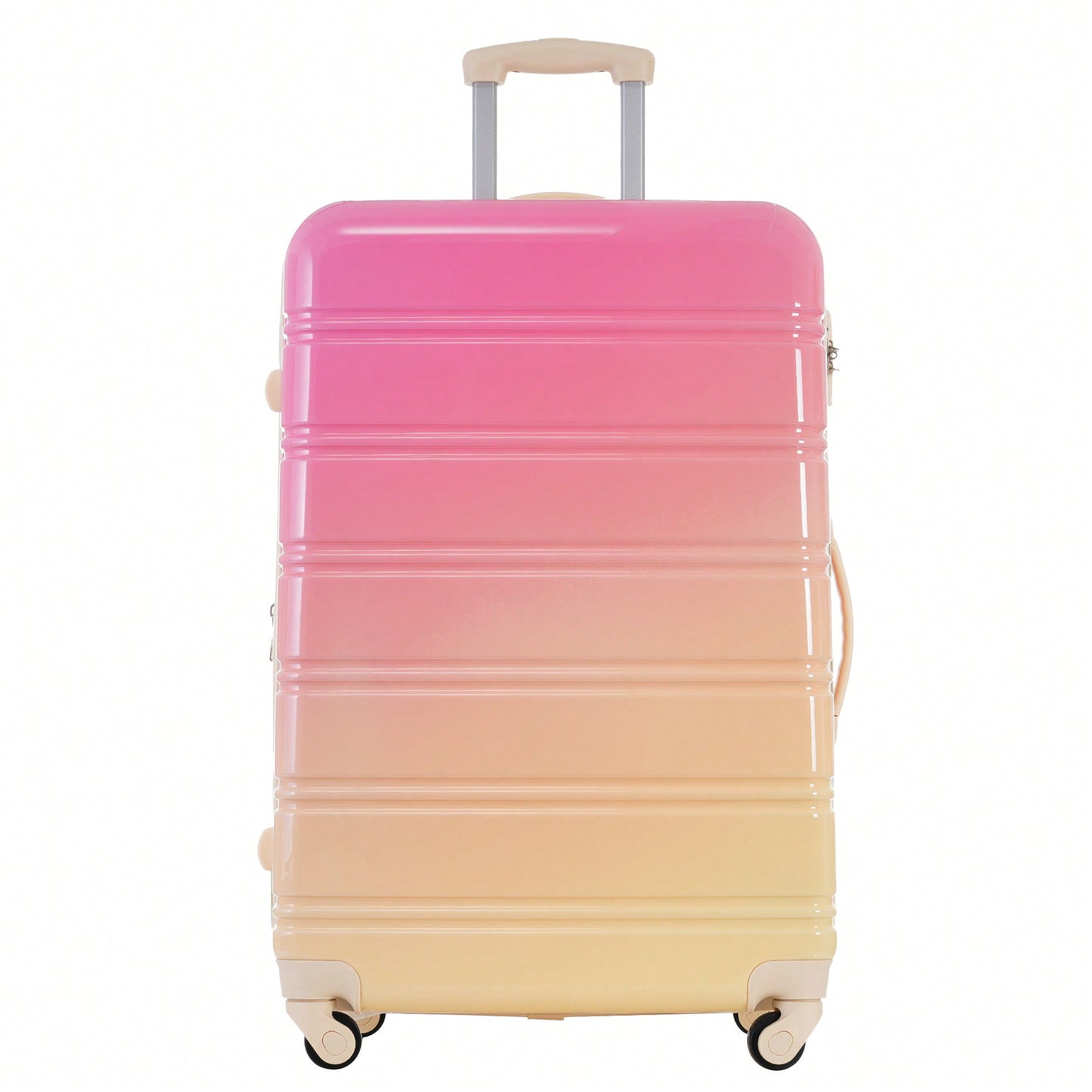 Gradient Color Lightweight Hardshell Luggage Set 3 Piece Spinner Suitcase with TSA Lock 20 24 28 Pink Yellow
