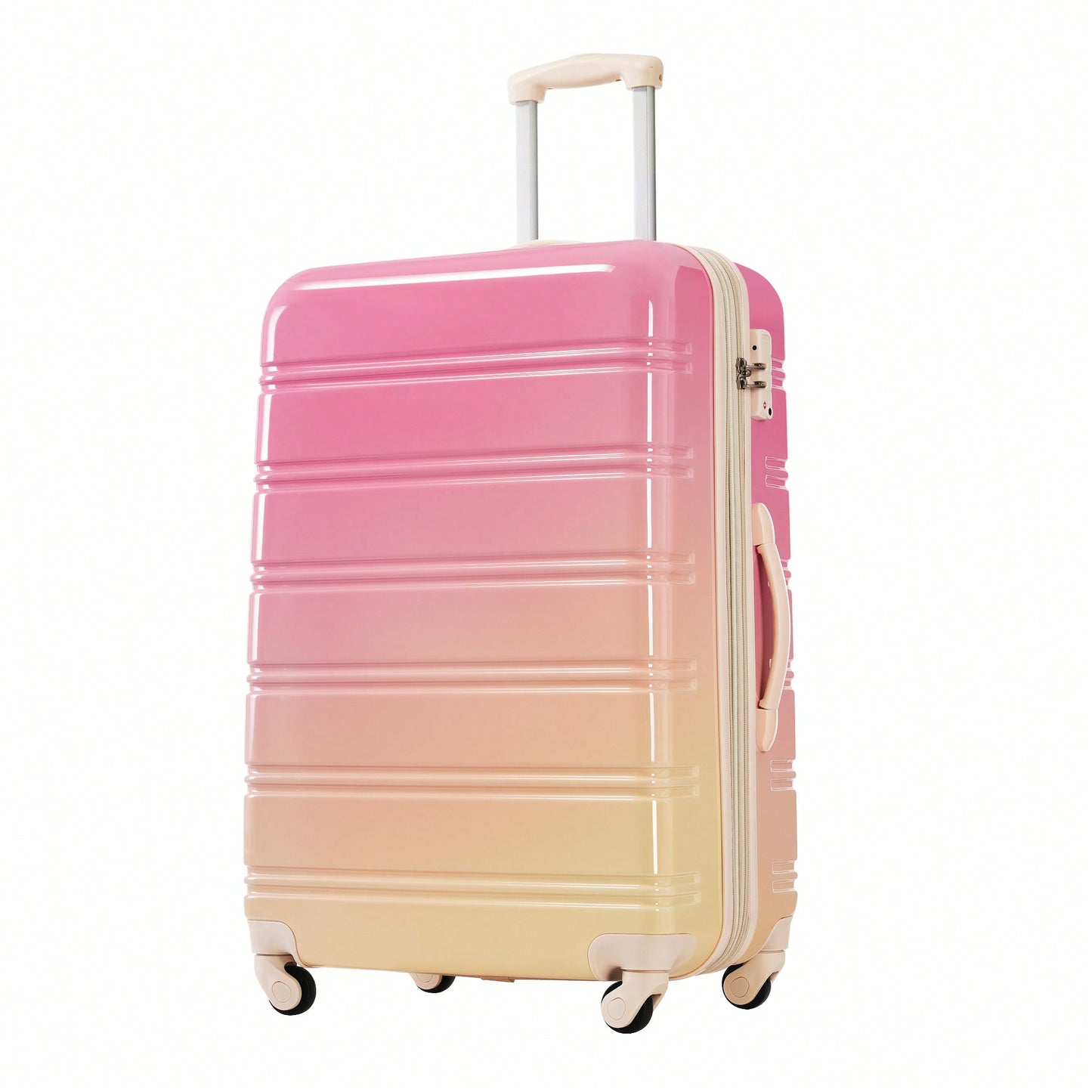 Gradient Color Lightweight Hardshell Luggage Set 3 Piece Spinner Suitcase with TSA Lock 20 24 28 Pink Yellow
