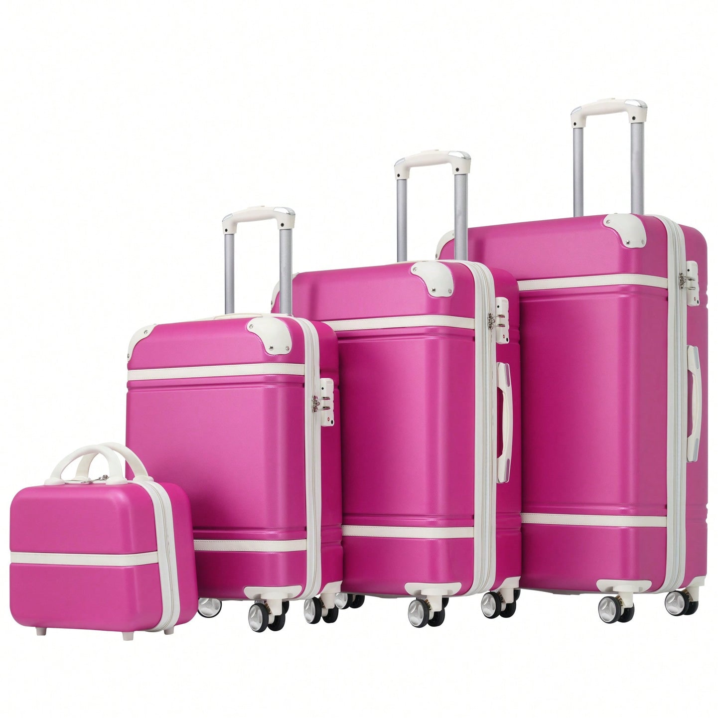 Durable 4-Piece Hardshell Luggage Set With Spinner Suitcase, TSA Lock, And Cosmetic Case - Perfect For Travel 20", 24", And 28" Sizes