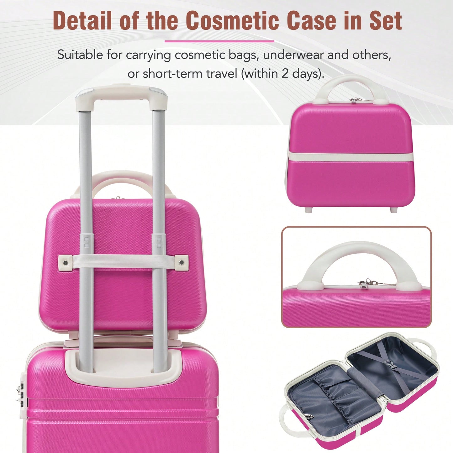 Durable 4-Piece Hardshell Luggage Set With Spinner Suitcase, TSA Lock, And Cosmetic Case - Perfect For Travel 20", 24", And 28" Sizes