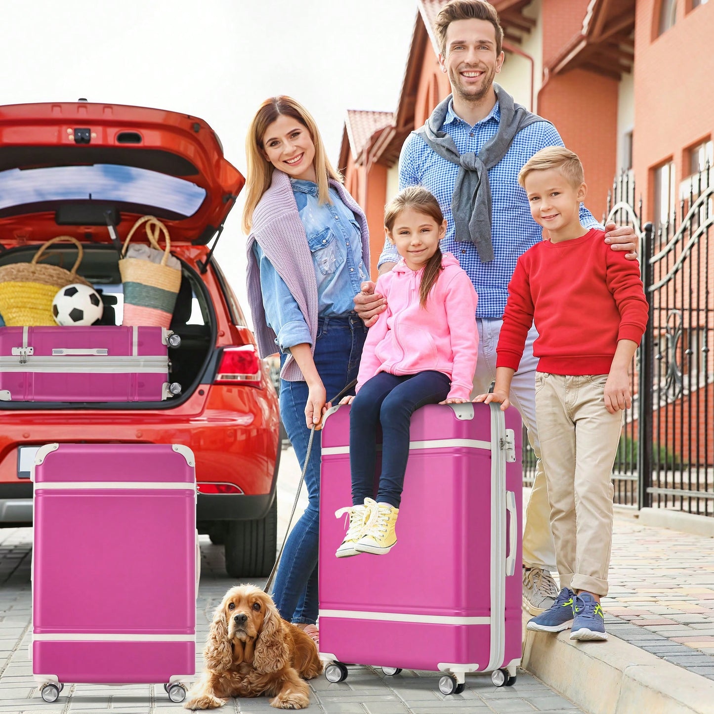 Durable 4-Piece Hardshell Luggage Set With Spinner Suitcase, TSA Lock, And Cosmetic Case - Perfect For Travel 20", 24", And 28" Sizes
