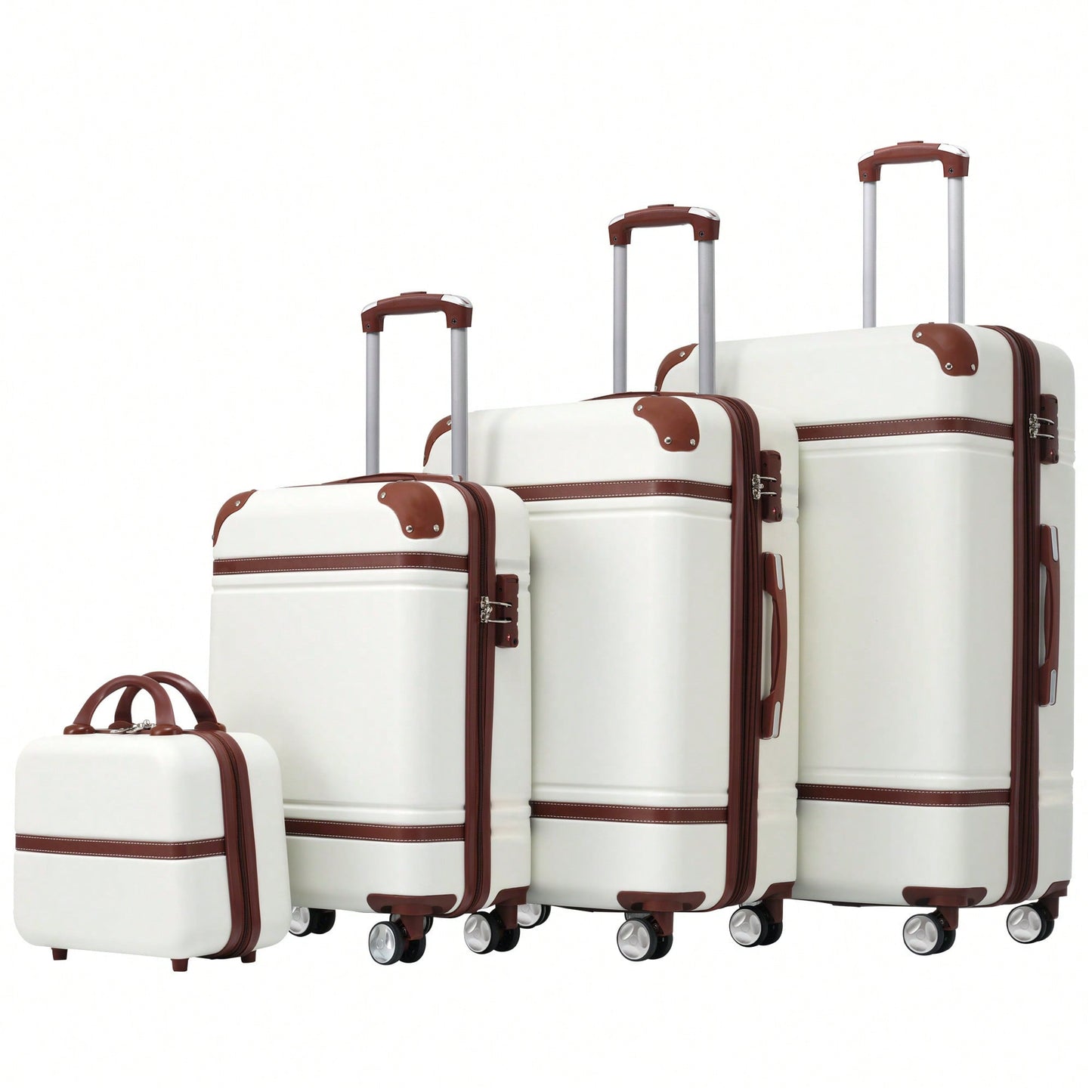 Durable 4-Piece Hardshell Luggage Set With Spinner Suitcase, TSA Lock, And Cosmetic Case - Perfect For Travel 20", 24", And 28" Sizes