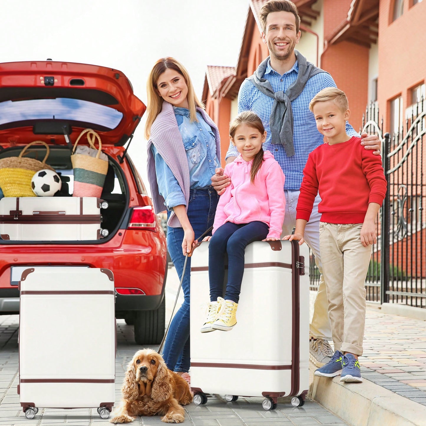 Durable 4-Piece Hardshell Luggage Set With Spinner Suitcase, TSA Lock, And Cosmetic Case - Perfect For Travel 20", 24", And 28" Sizes