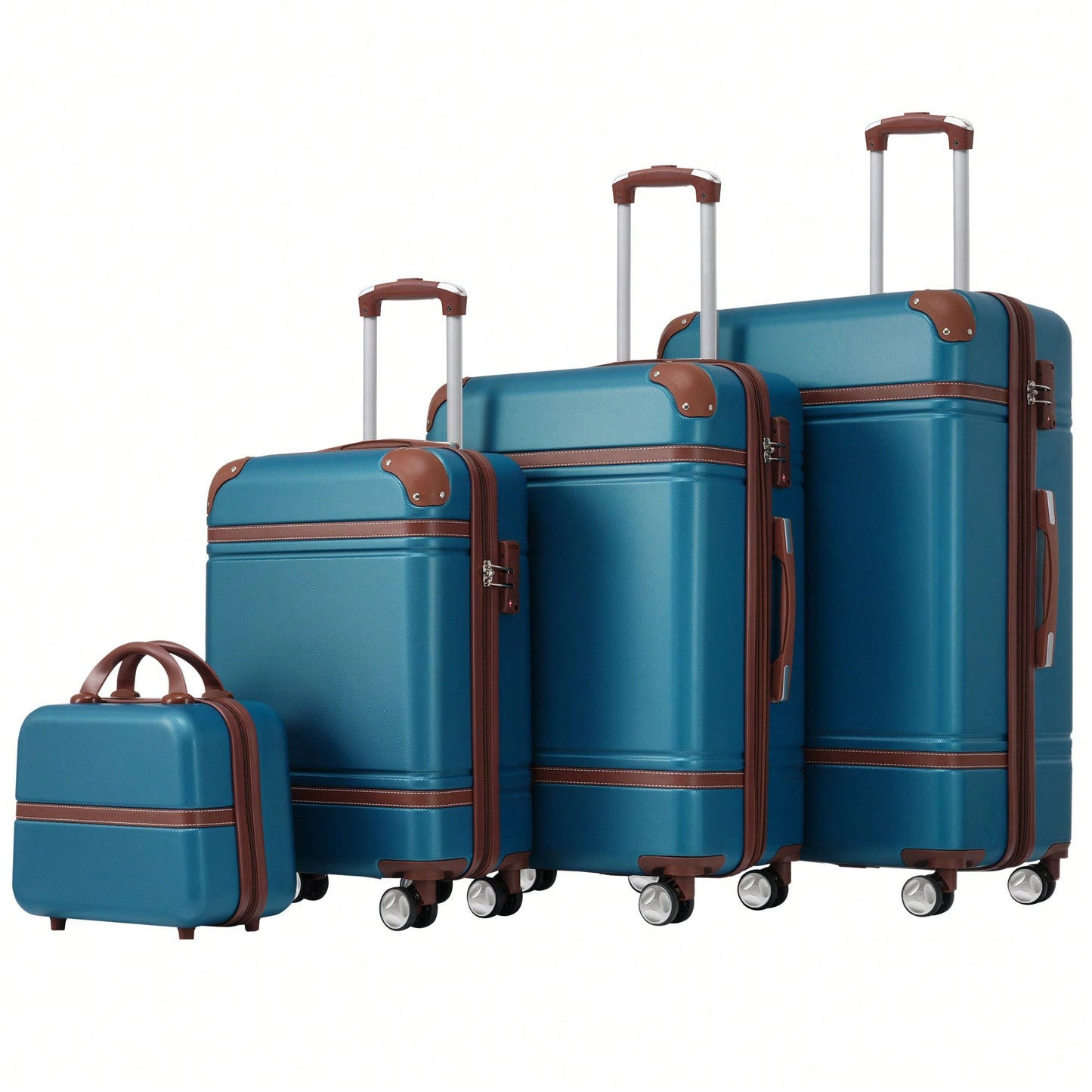 Durable 4-Piece Hardshell Luggage Set With Spinner Suitcase, TSA Lock, And Cosmetic Case - Perfect For Travel 20", 24", And 28" Sizes