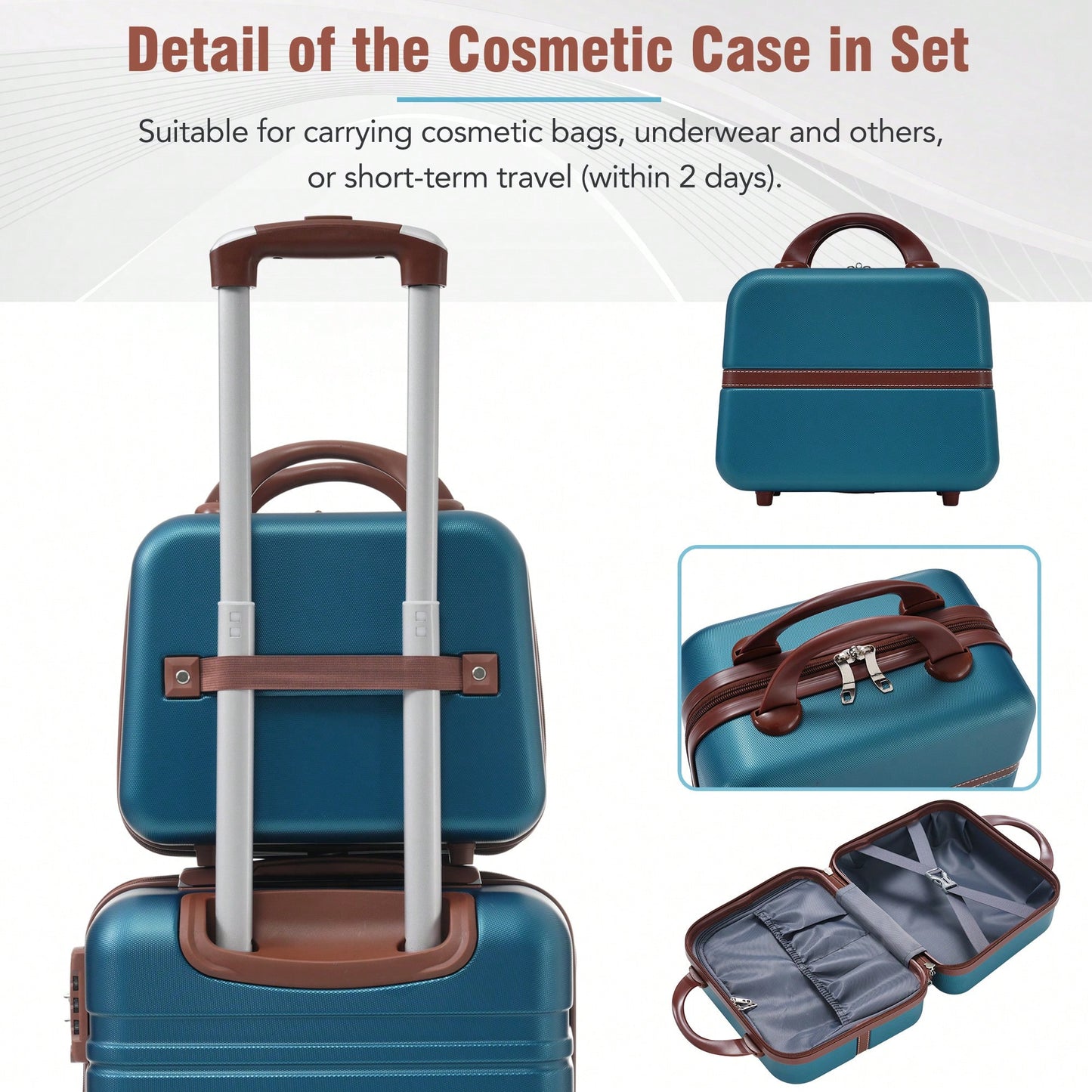 Durable 4-Piece Hardshell Luggage Set With Spinner Suitcase, TSA Lock, And Cosmetic Case - Perfect For Travel 20", 24", And 28" Sizes