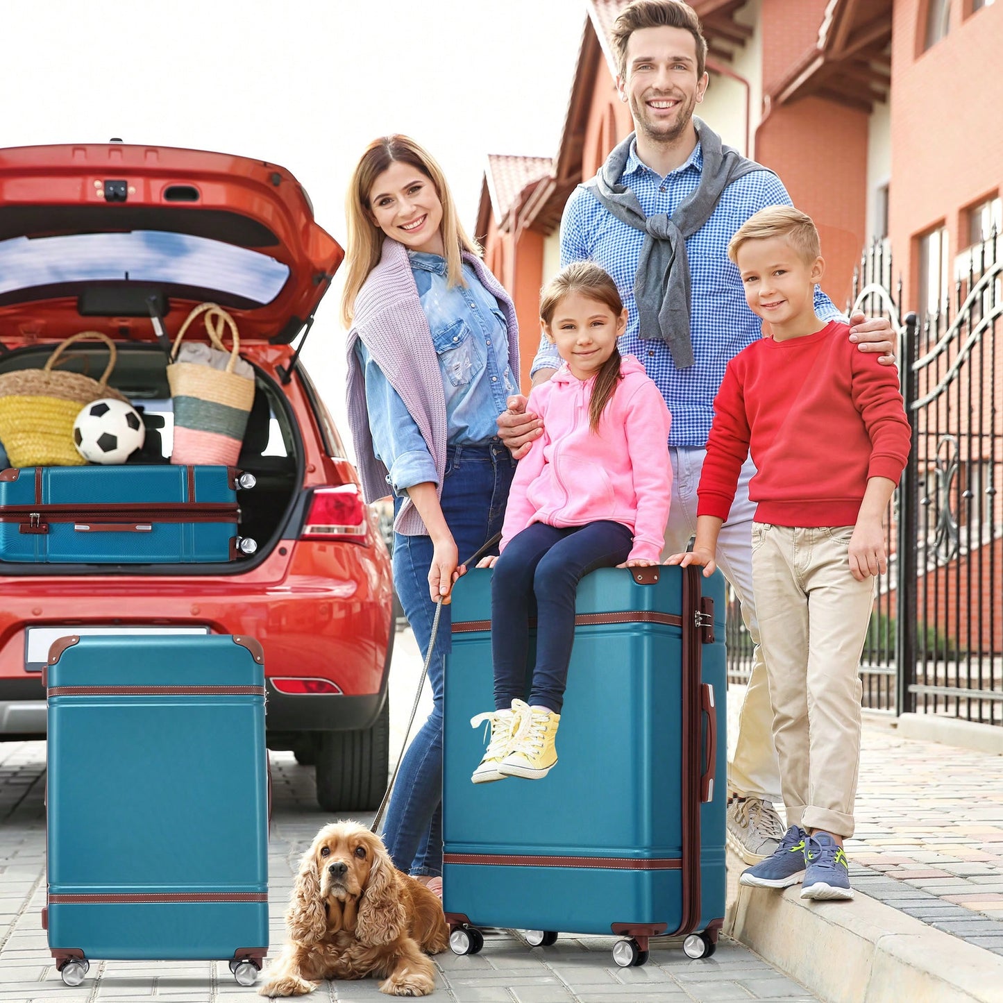 Durable 4-Piece Hardshell Luggage Set With Spinner Suitcase, TSA Lock, And Cosmetic Case - Perfect For Travel 20", 24", And 28" Sizes