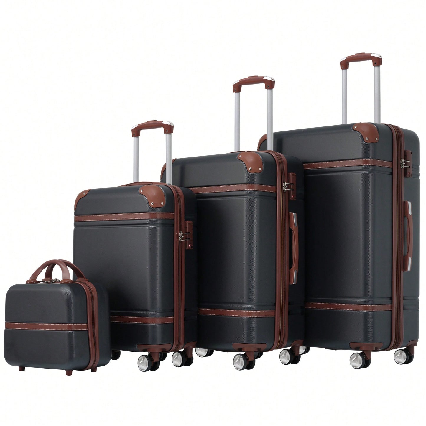 Durable 4-Piece Hardshell Luggage Set With Spinner Suitcase, TSA Lock, And Cosmetic Case - Perfect For Travel 20", 24", And 28" Sizes