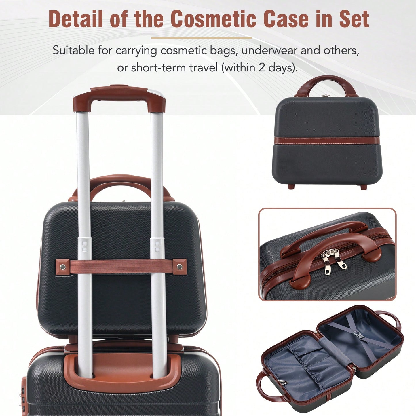 Durable 4-Piece Hardshell Luggage Set With Spinner Suitcase, TSA Lock, And Cosmetic Case - Perfect For Travel 20", 24", And 28" Sizes