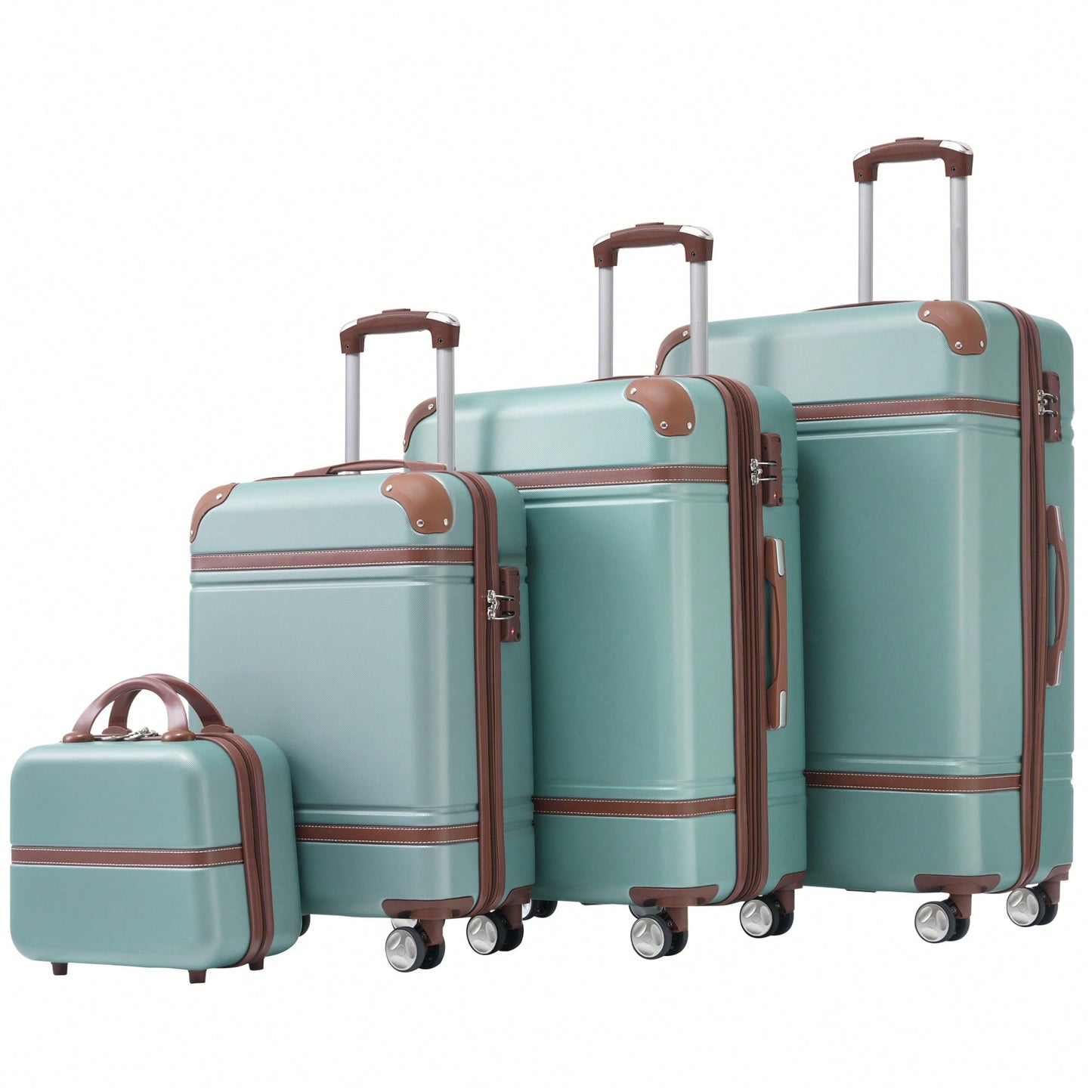 Durable 4-Piece Hardshell Luggage Set With Spinner Suitcase, TSA Lock, And Cosmetic Case - Perfect For Travel 20", 24", And 28" Sizes