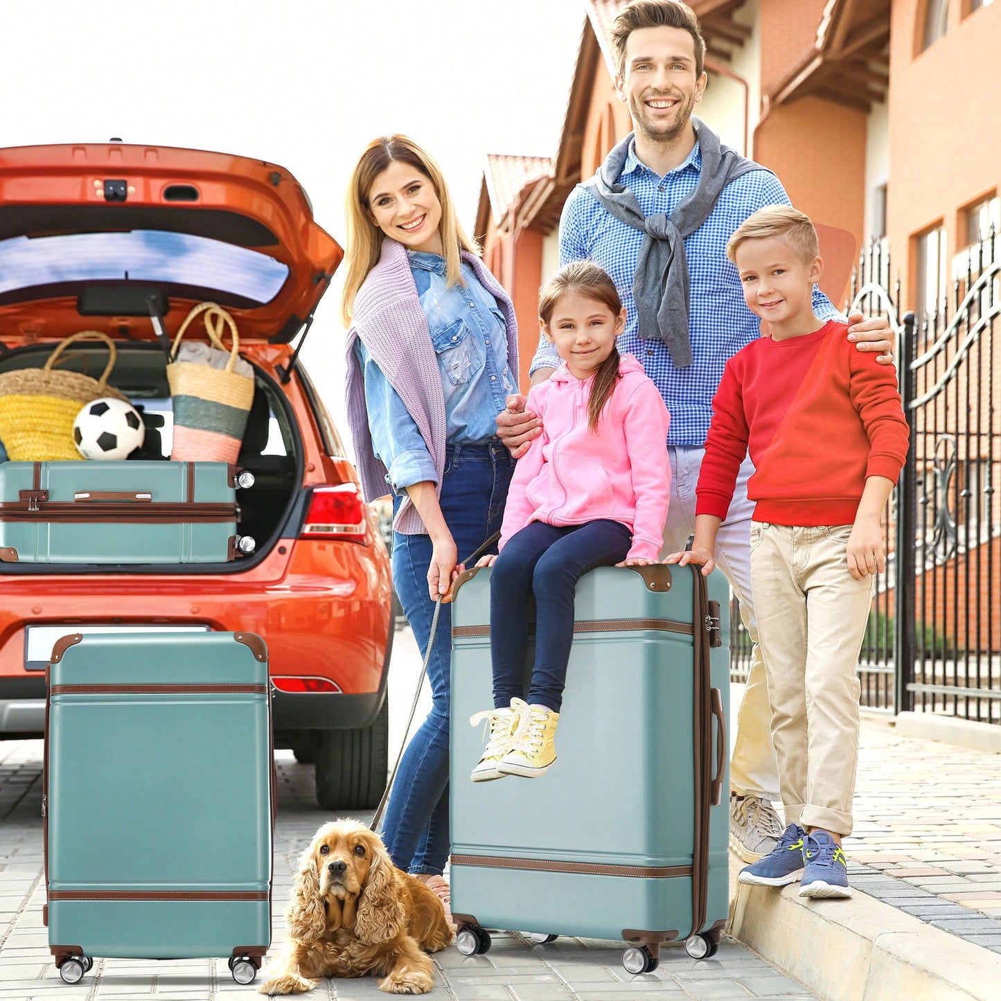 Durable 4-Piece Hardshell Luggage Set With Spinner Suitcase, TSA Lock, And Cosmetic Case - Perfect For Travel 20", 24", And 28" Sizes