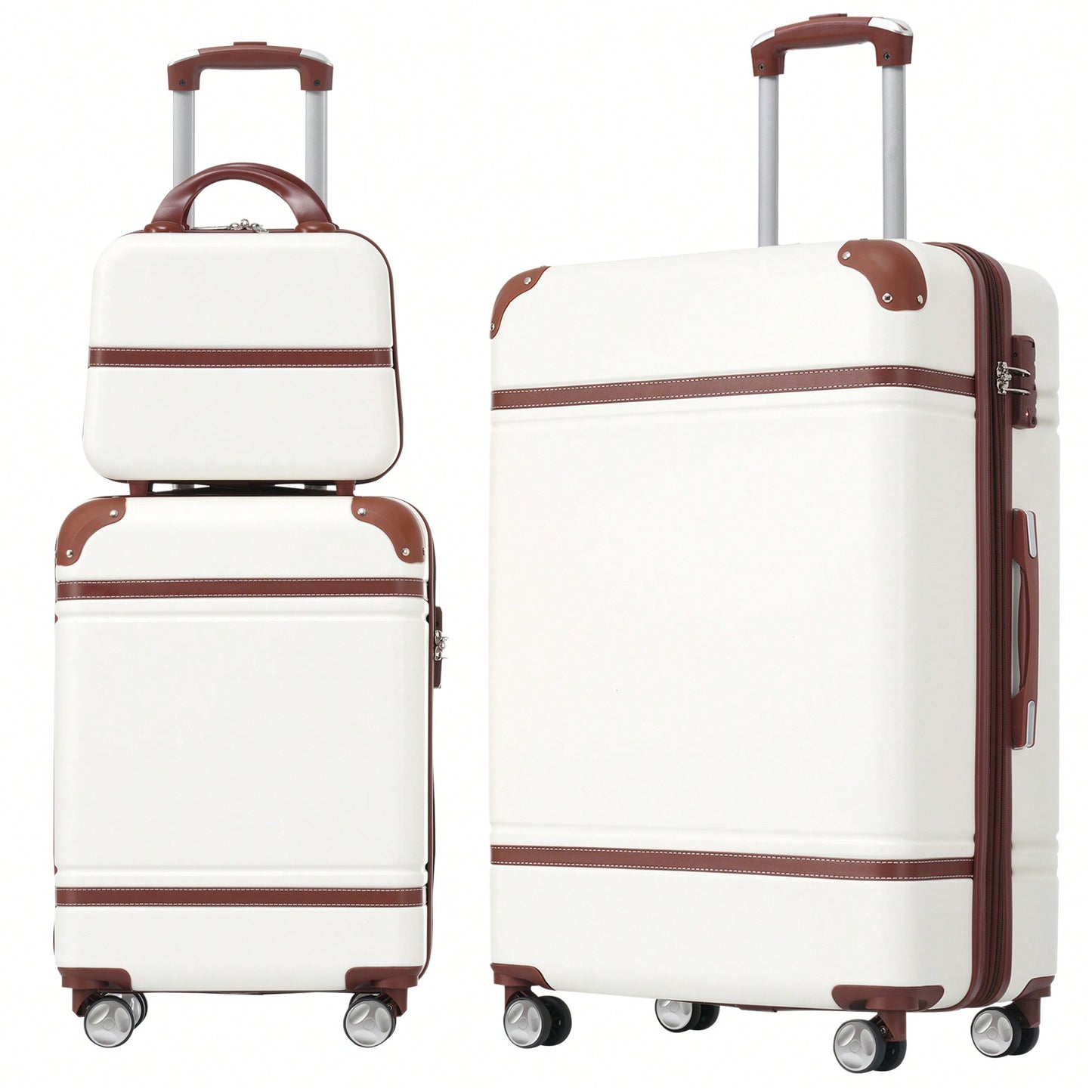 3-Piece Hardshell Luggage Set With Lightweight Spinner Suitcases And Cosmetic Case - TSA Lock - Stylish Green
