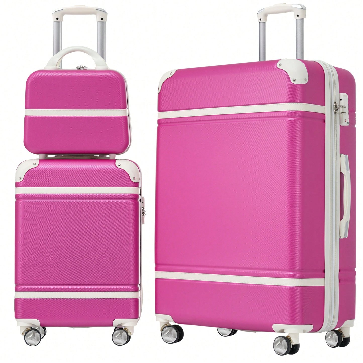 3-Piece Hardshell Luggage Set With Lightweight Spinner Suitcases And Cosmetic Case - TSA Lock - Stylish Green