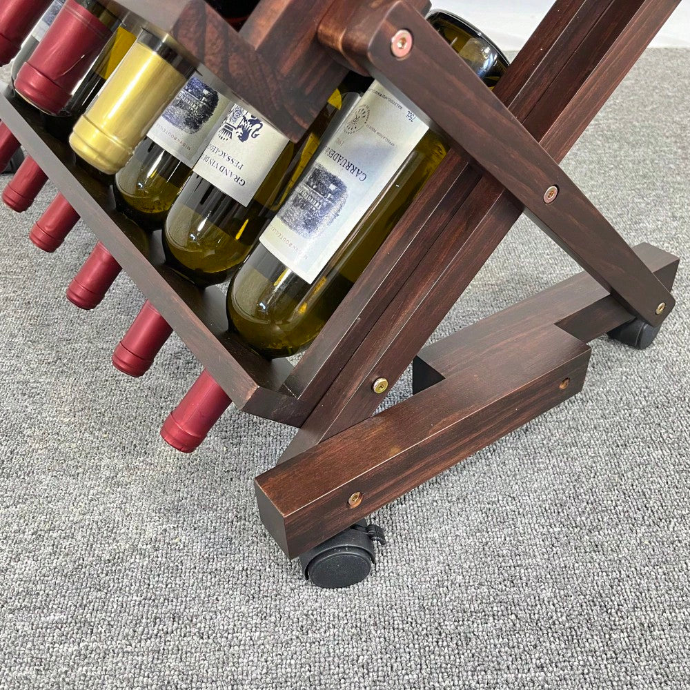 Stylish Freestanding Wine Rack For Kitchen, Pantry, Or Cellar - Holds 26 Bottles - Elegant Walnut Wine Storage Display