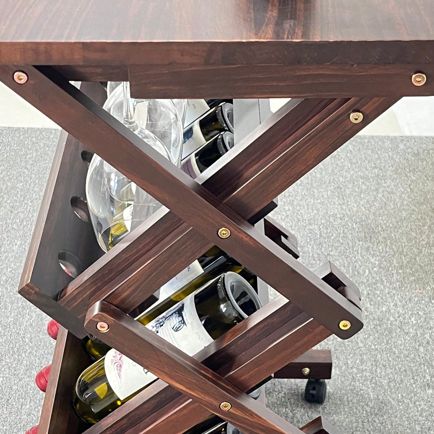 Stylish Freestanding Wine Rack For Kitchen, Pantry, Or Cellar - Holds 26 Bottles - Elegant Walnut Wine Storage Display