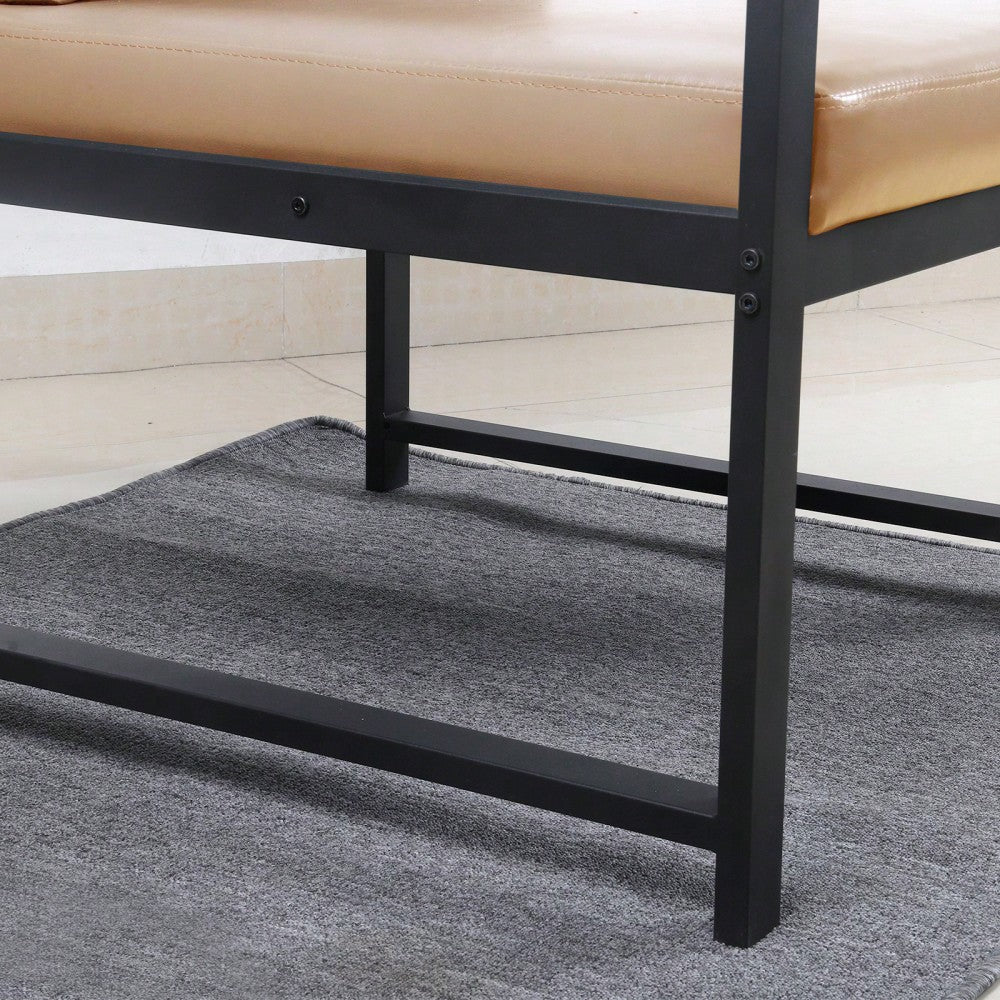 Luxurious Light Tan Accent Arm Chair for Living Room Office Lounge with Thick Cushions and Sturdy Metal Frame