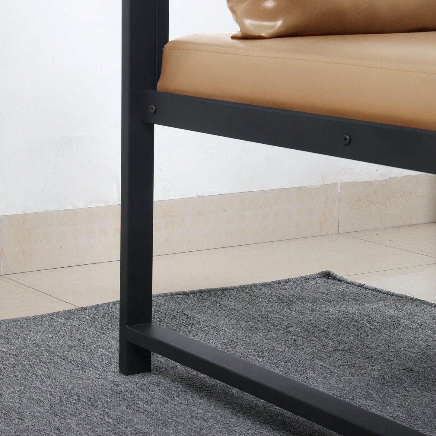 Luxurious Light Tan Accent Arm Chair for Living Room Office Lounge with Thick Cushions and Sturdy Metal Frame