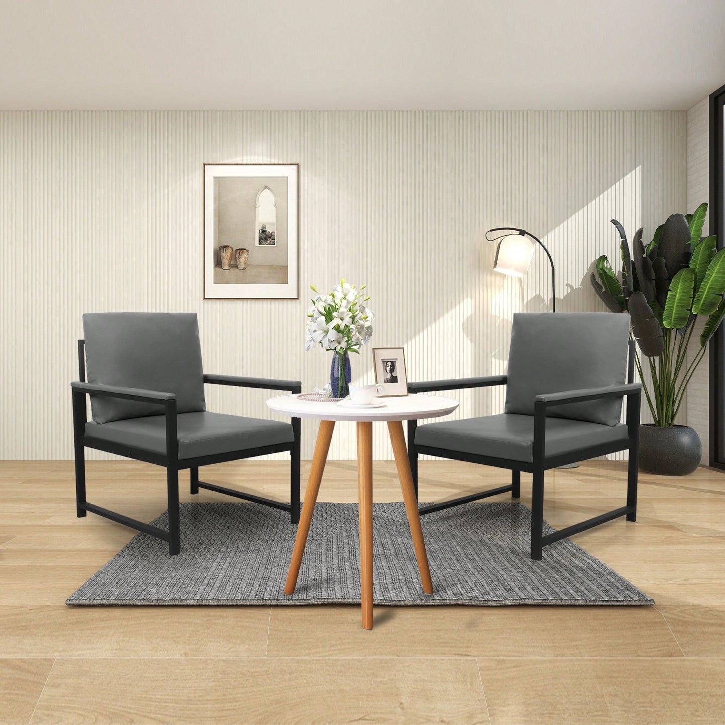 Luxurious Light Tan Accent Arm Chair for Living Room Office Lounge with Thick Cushions and Sturdy Metal Frame