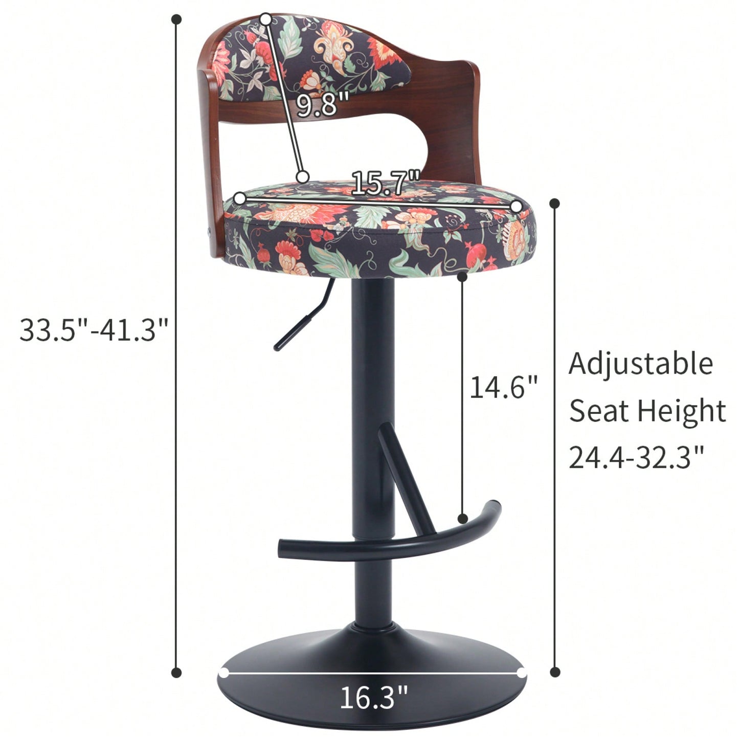 Set Of 2 Adjustable Swivel Bar Stools With Solid Wood Backrest For Kitchen Counter And Dining Room In Brown